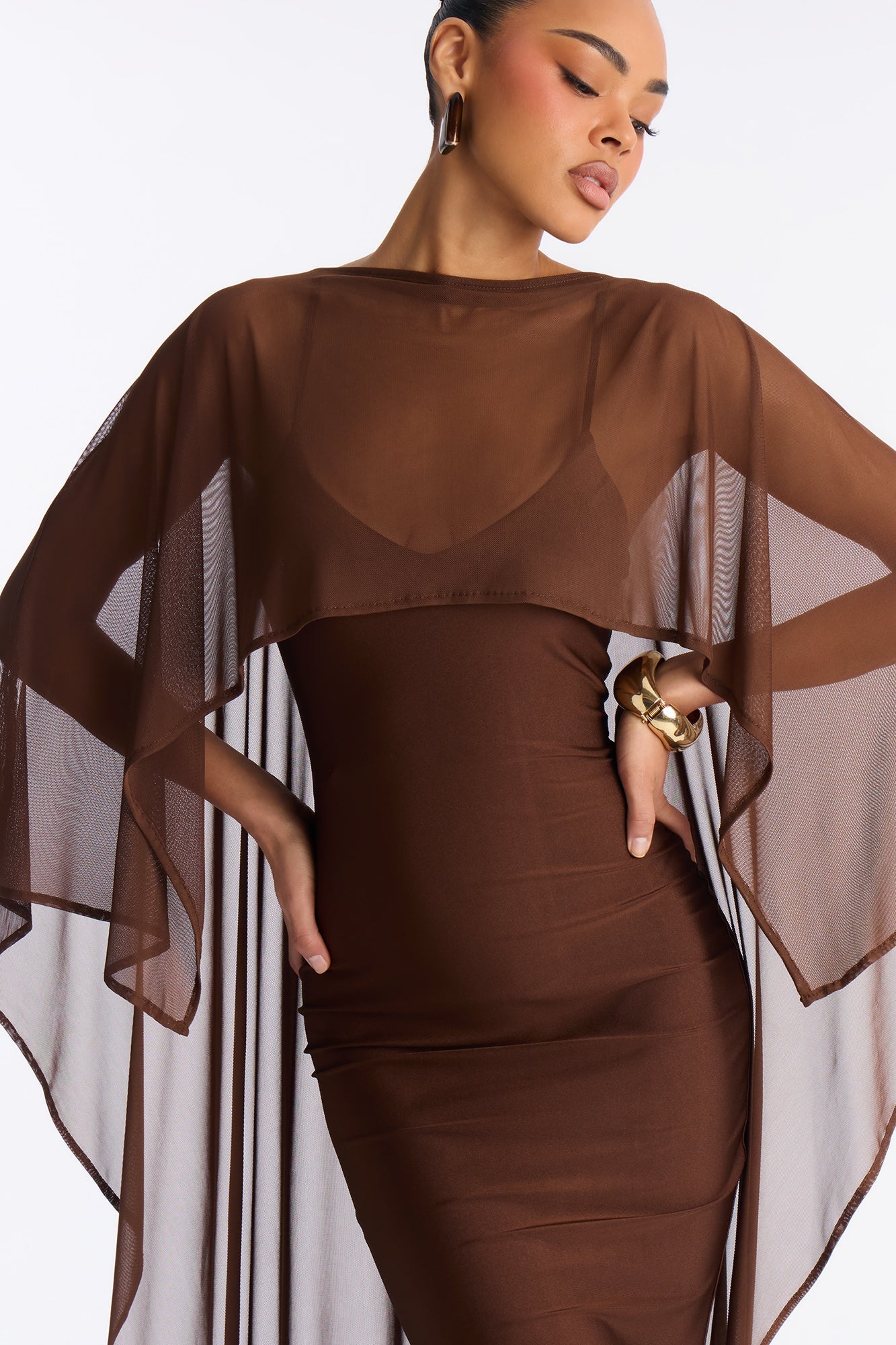 Staying True Satin Maxi Dress - Chocolate