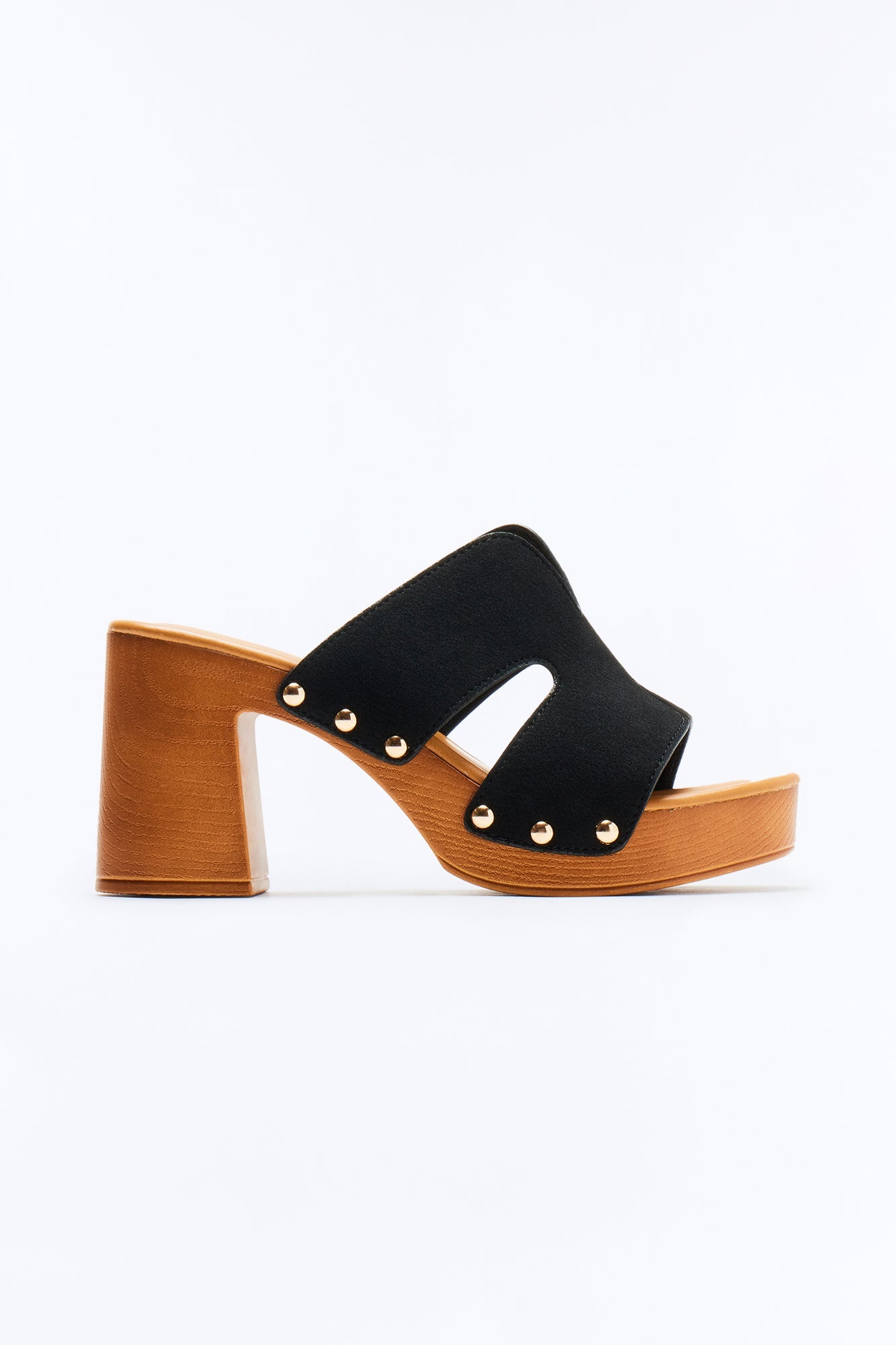Hadleigh Studded Wood Heels - Black