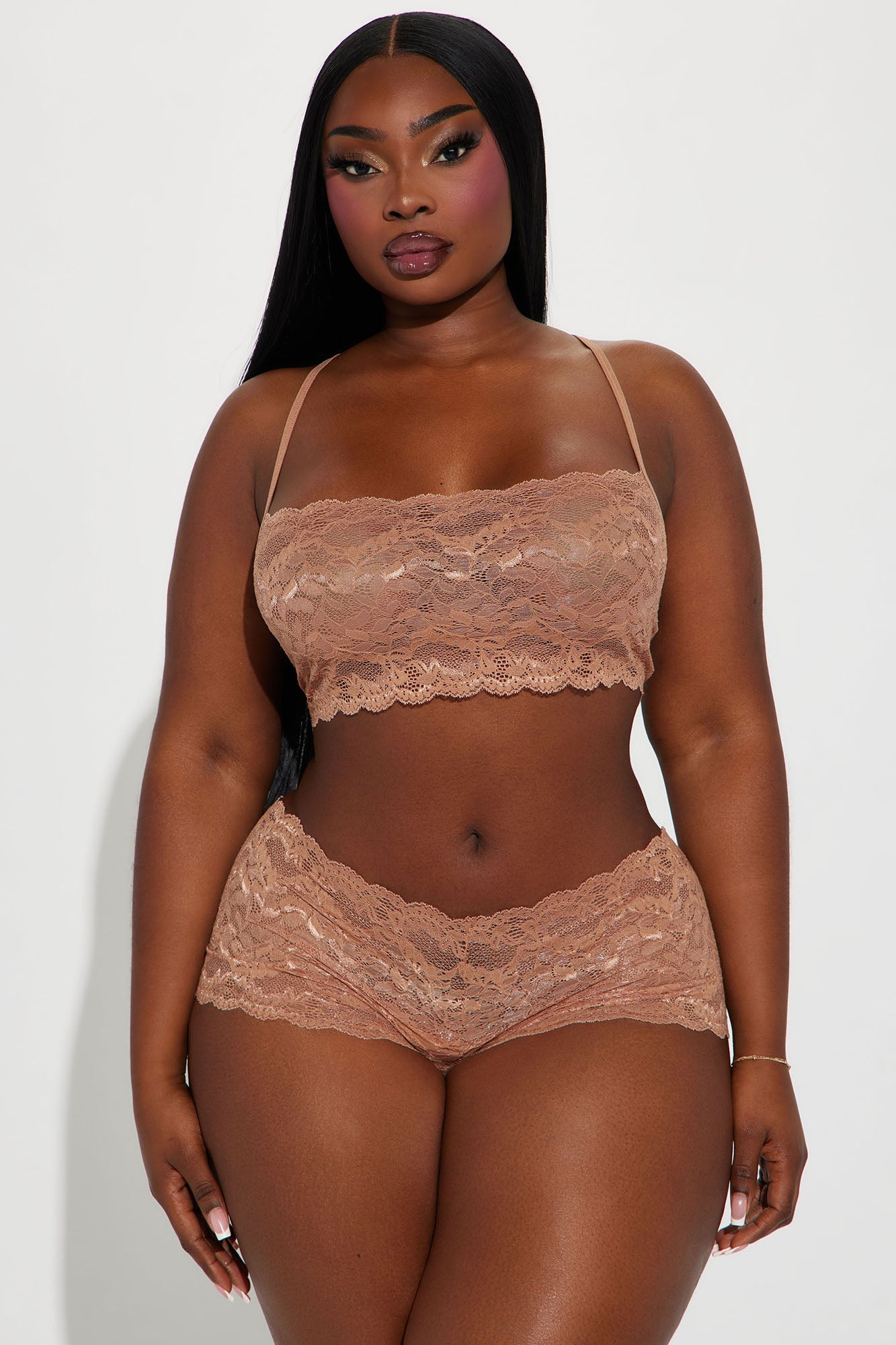 Sultry Moments Lace 2 Piece Set - Mocha