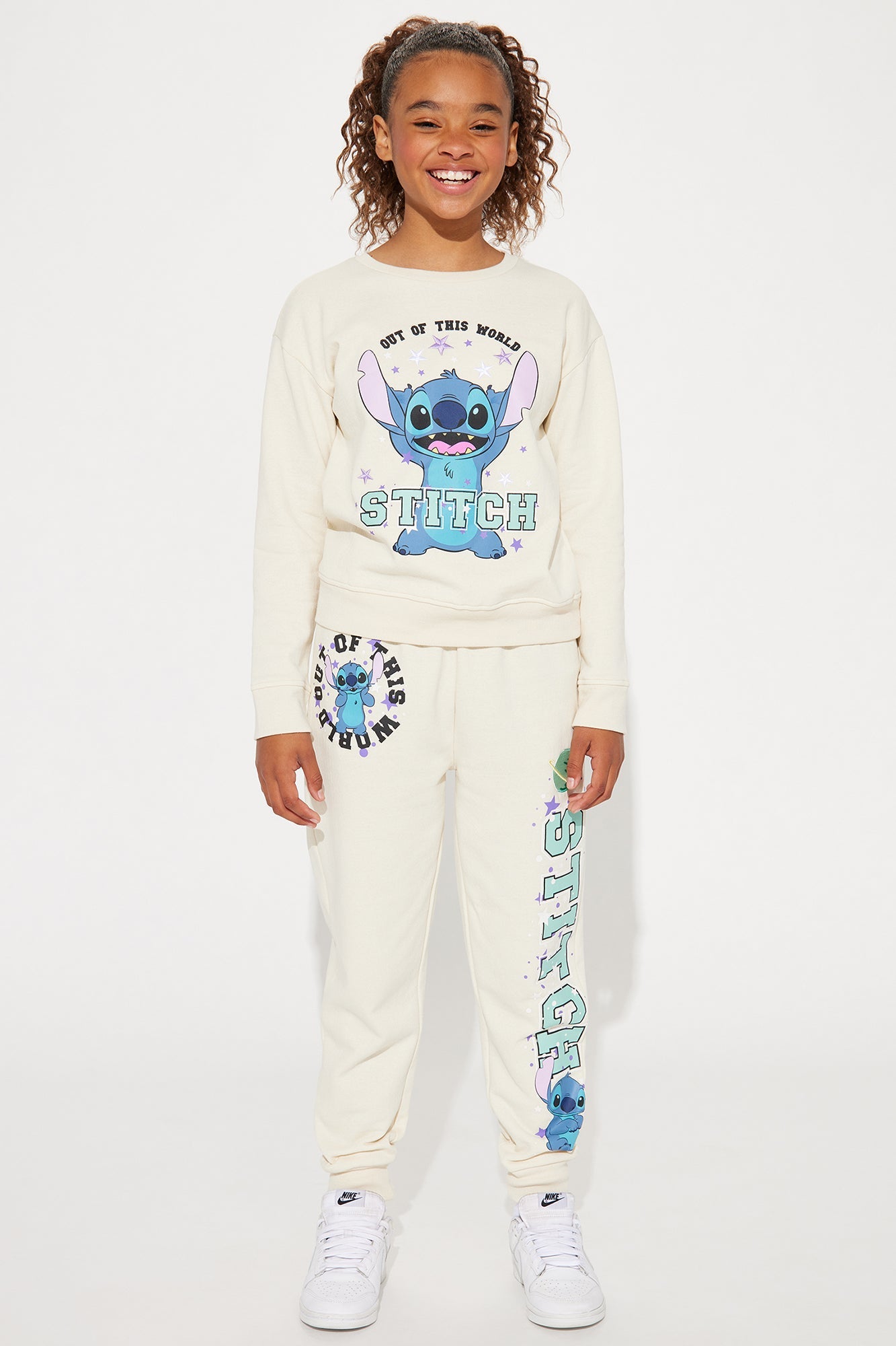 Mini Stitch Crew Neck Jogger Set - Ivory