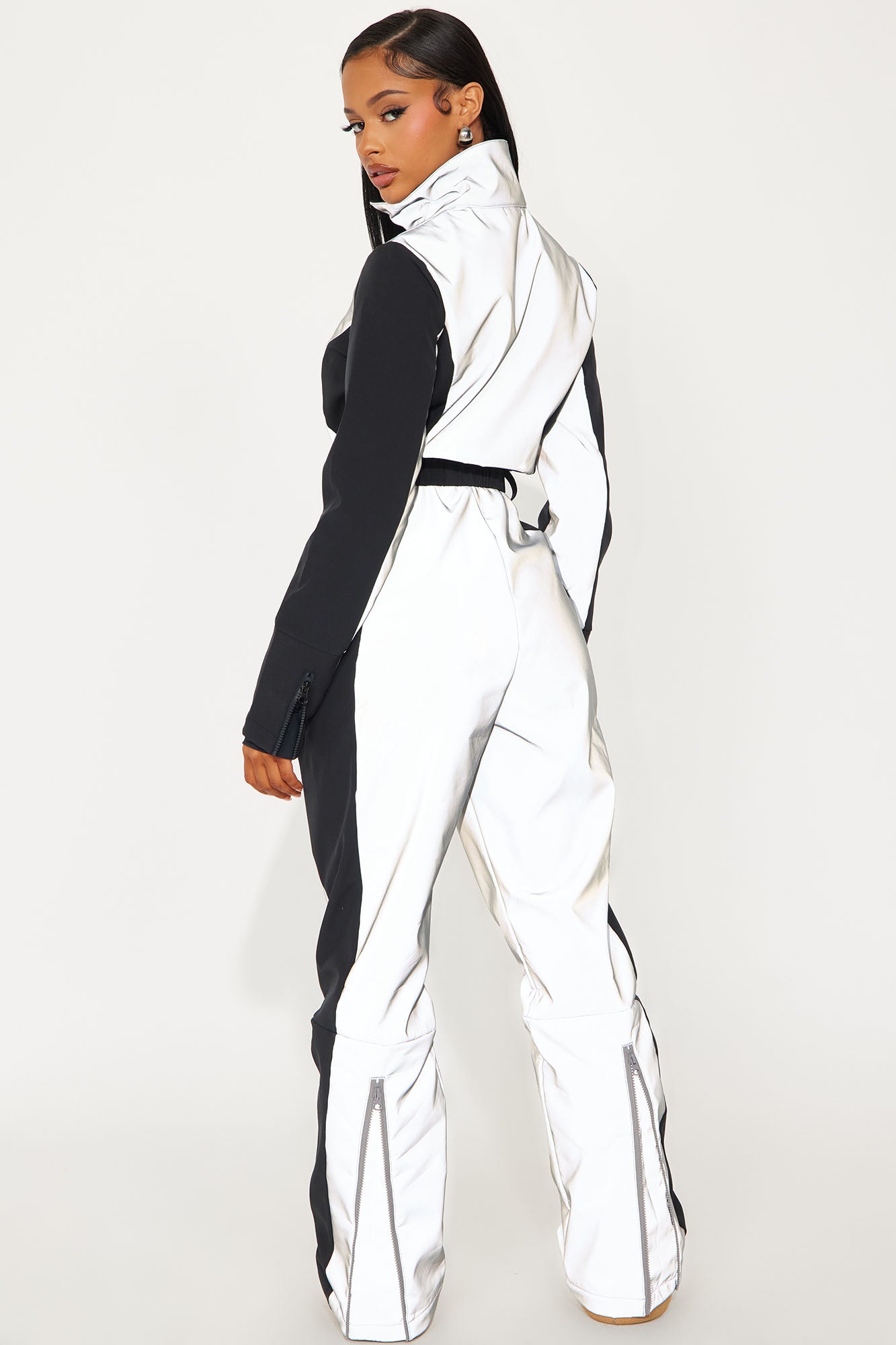 Winter Sports Reflective Ski Jumpsuit - Black