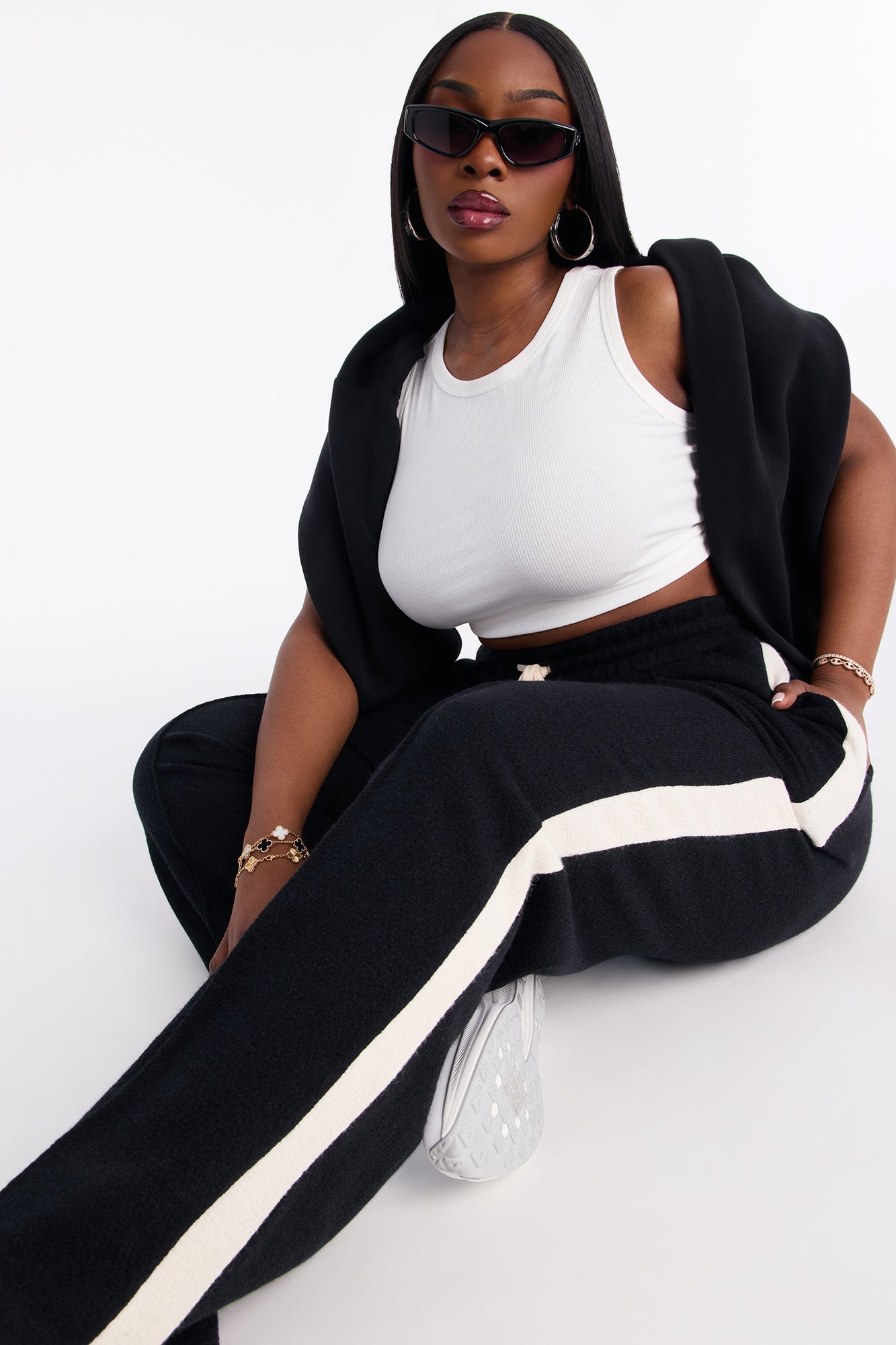 Sammy Knitwear Wide Leg Pant 32″ - Black/combo
