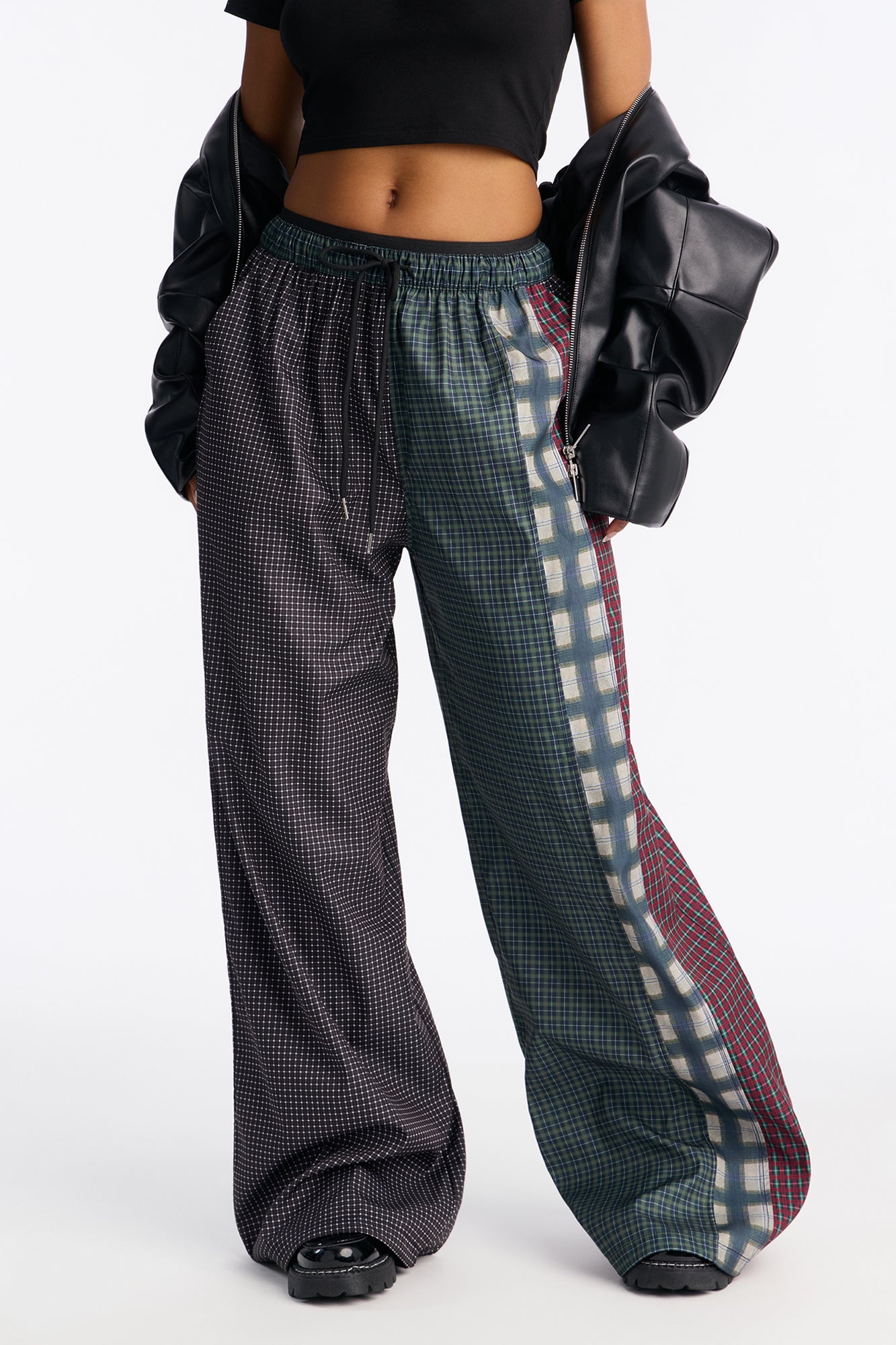 Chill But Killer Mixed Plaid Windbreaker Pant 33″ - Grey/combo