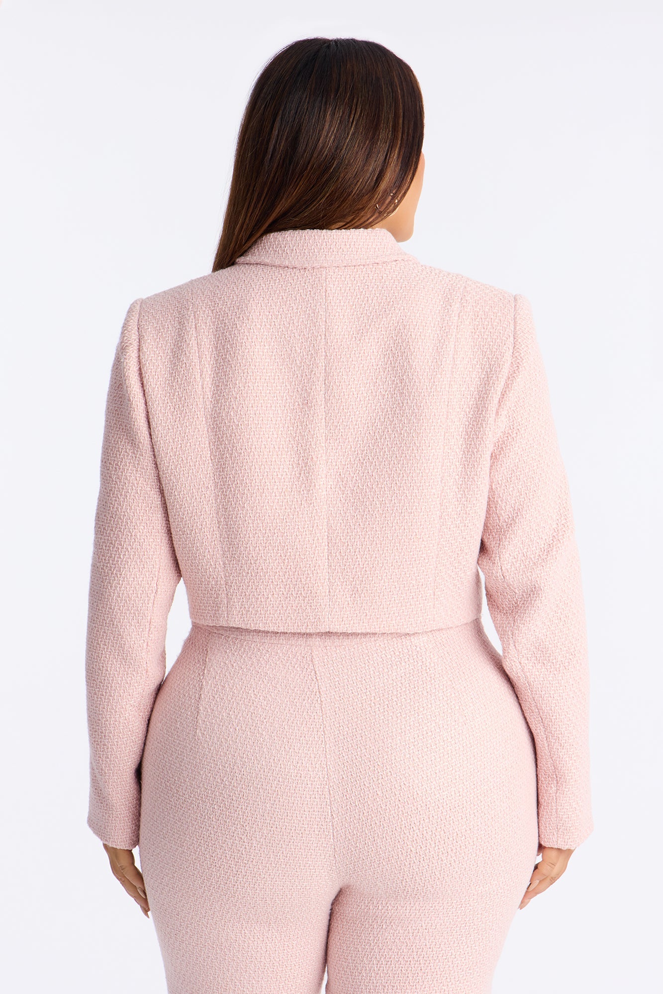 Mary Jane Cropped Tweed Coat - Pink