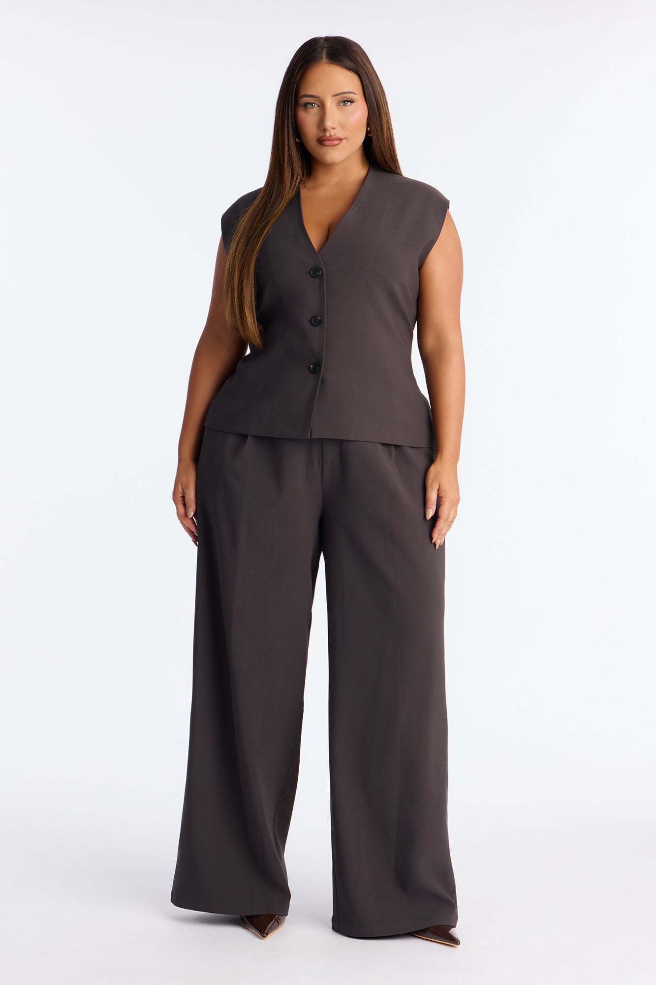 Modern Muse Vest Pant Set - Charcoal