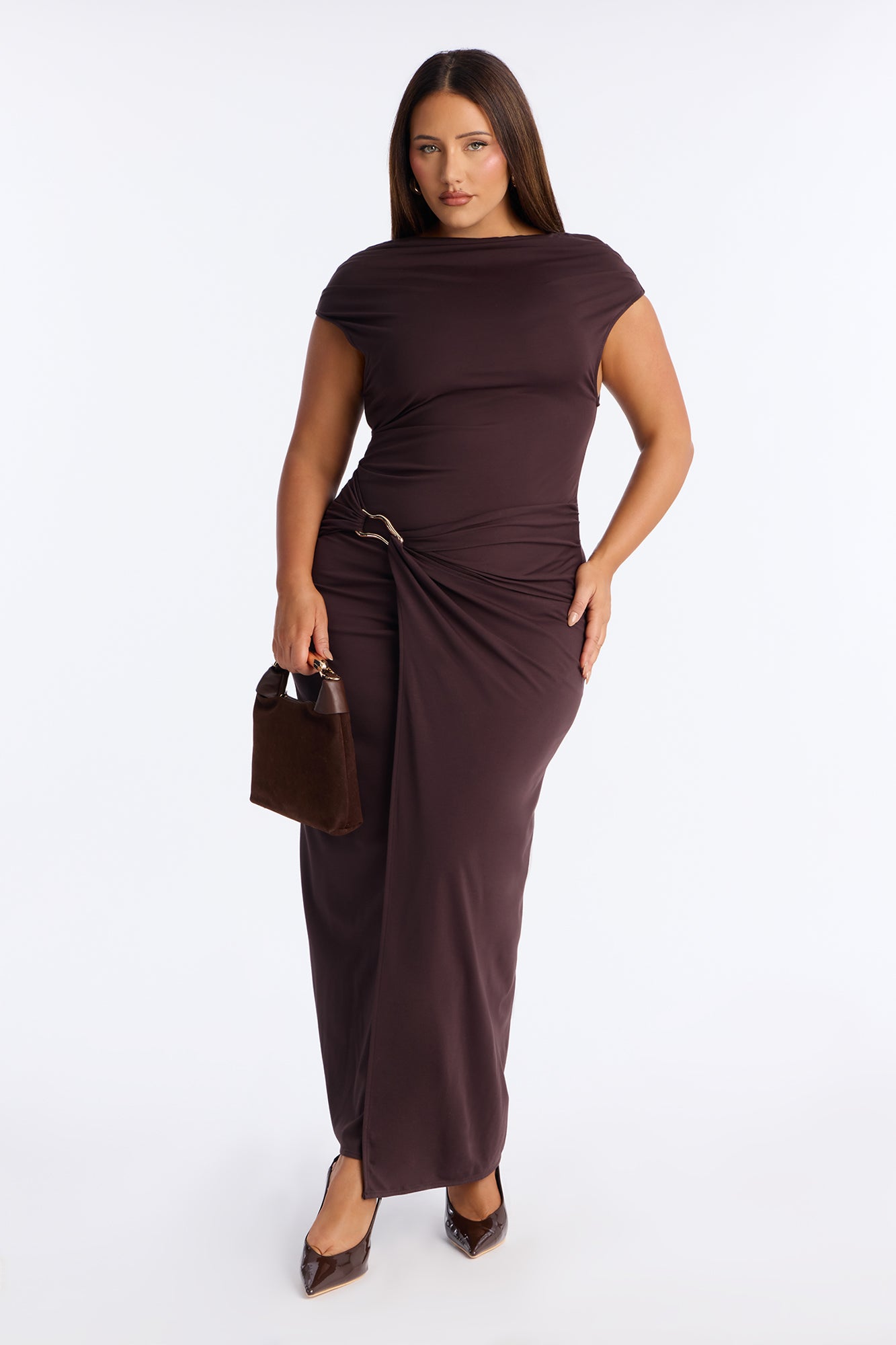 Brianna Hardware Maxi Dress - Chocolate