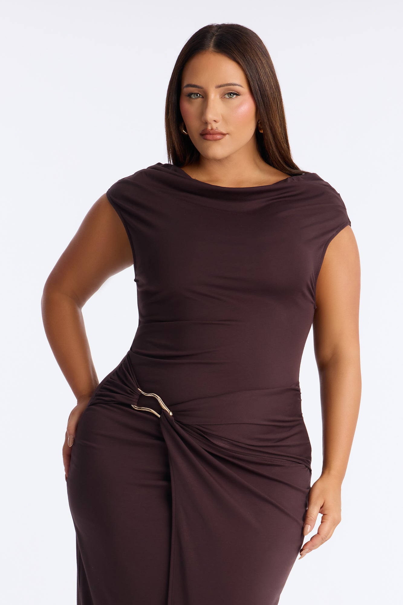 Brianna Hardware Maxi Dress - Chocolate
