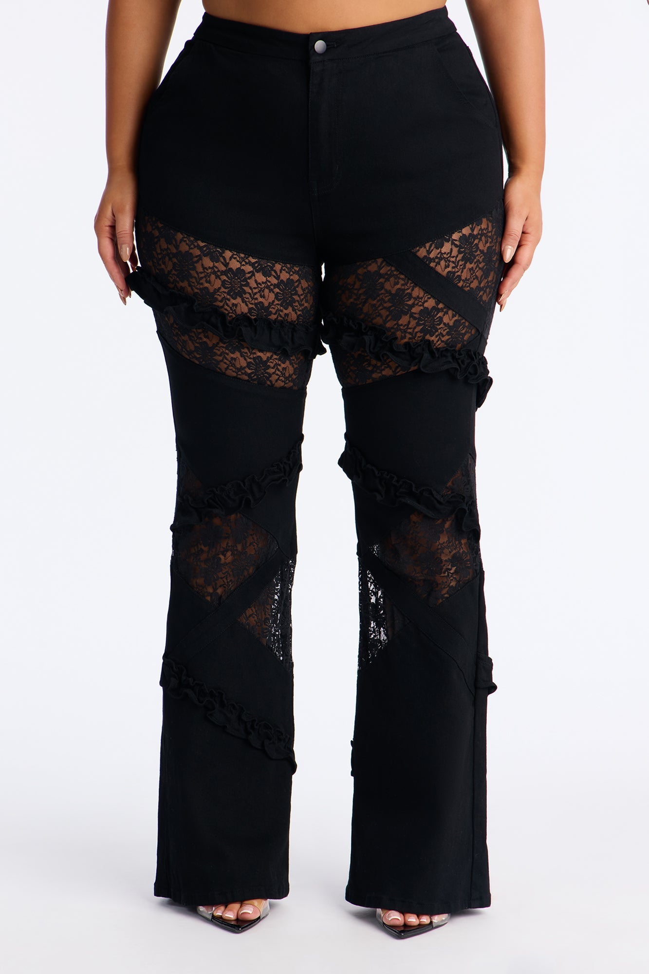 Dreamcatcher Lace Stretch Flare Jeans - Black