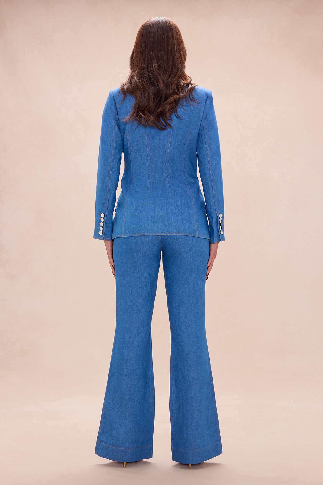 Denice Denim Blazer Suit Set - Medium Wash