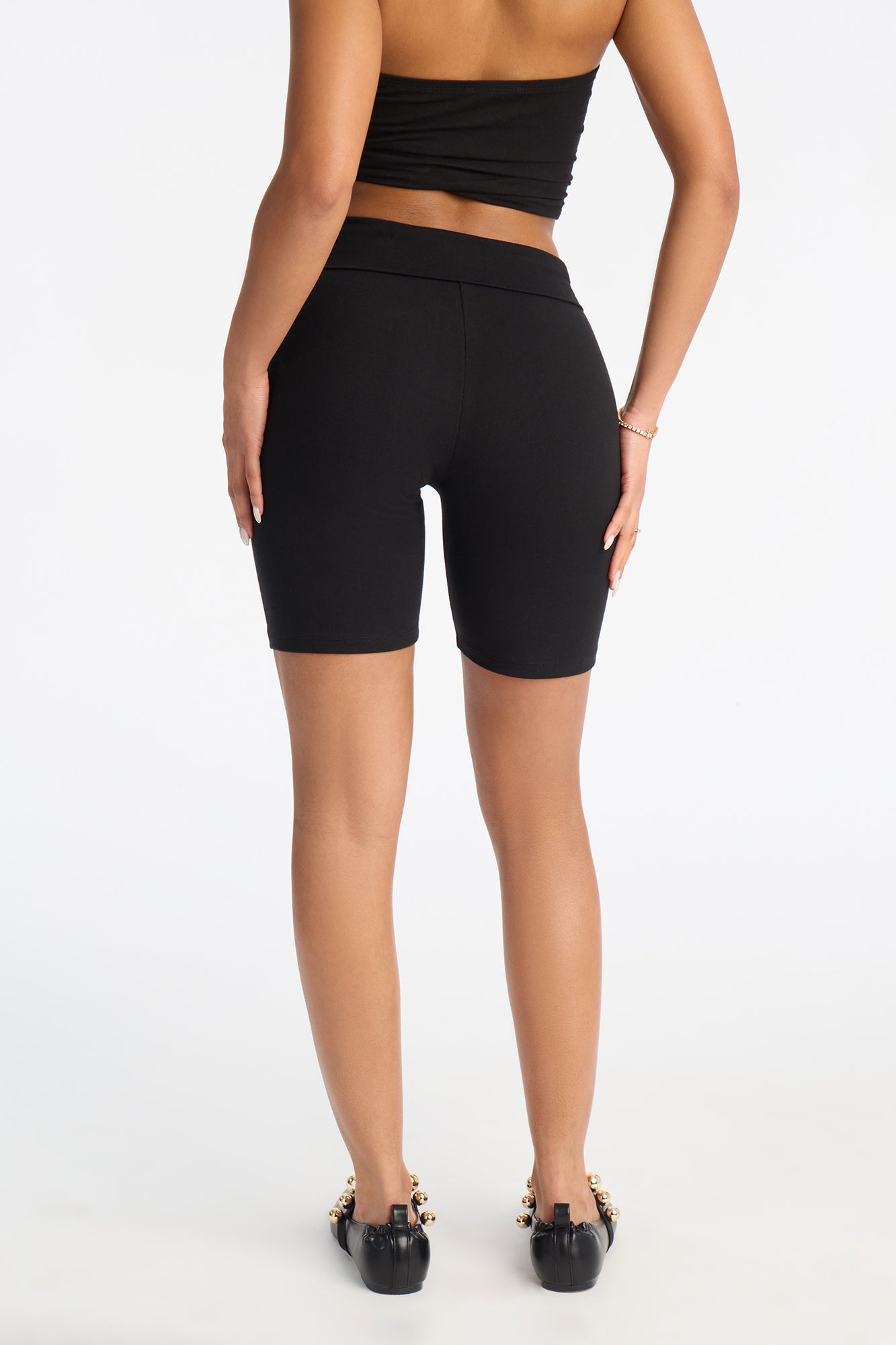 Quinn High Rise Everyday Cotton Biker Short 7″ - Black