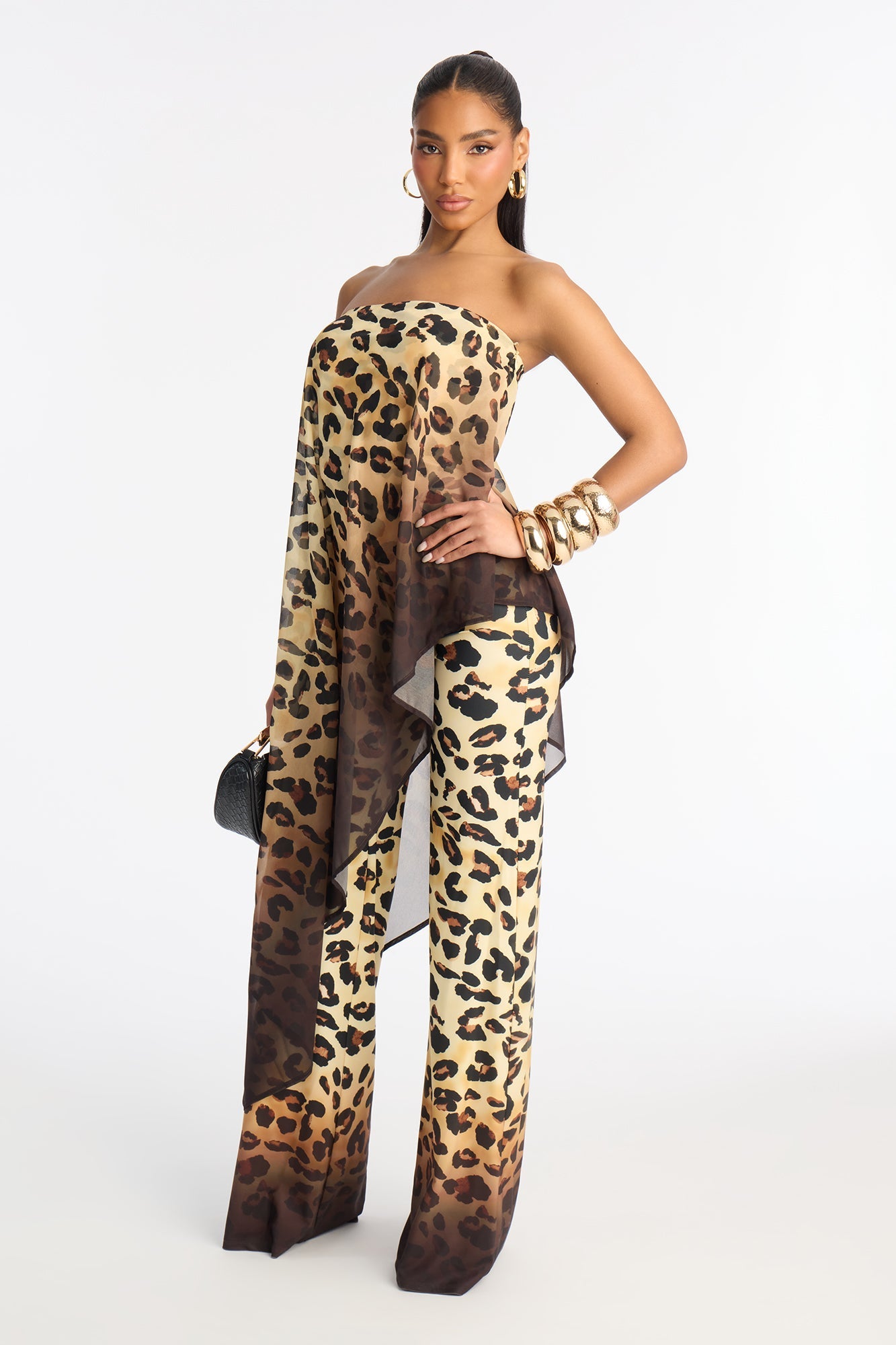 Ariana Leopard Strapless Jumpsuit - Leopard