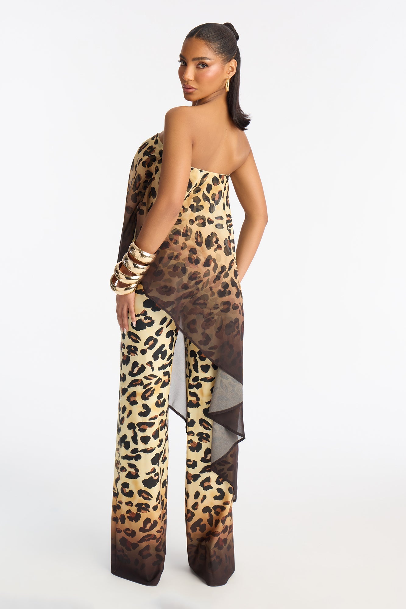 Ariana Leopard Strapless Jumpsuit - Leopard