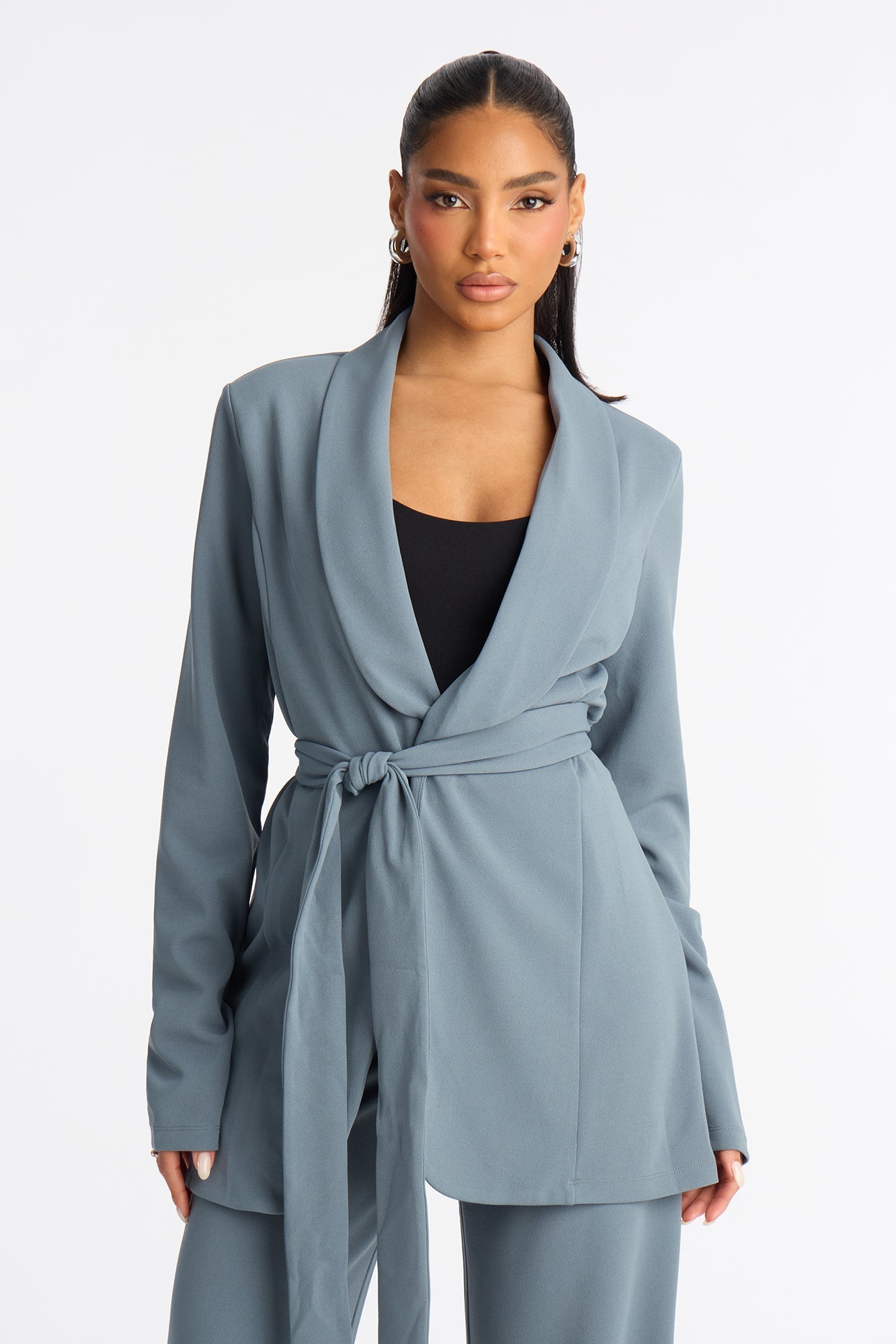 CEO Vibes Blazer Set - Slate Blue
