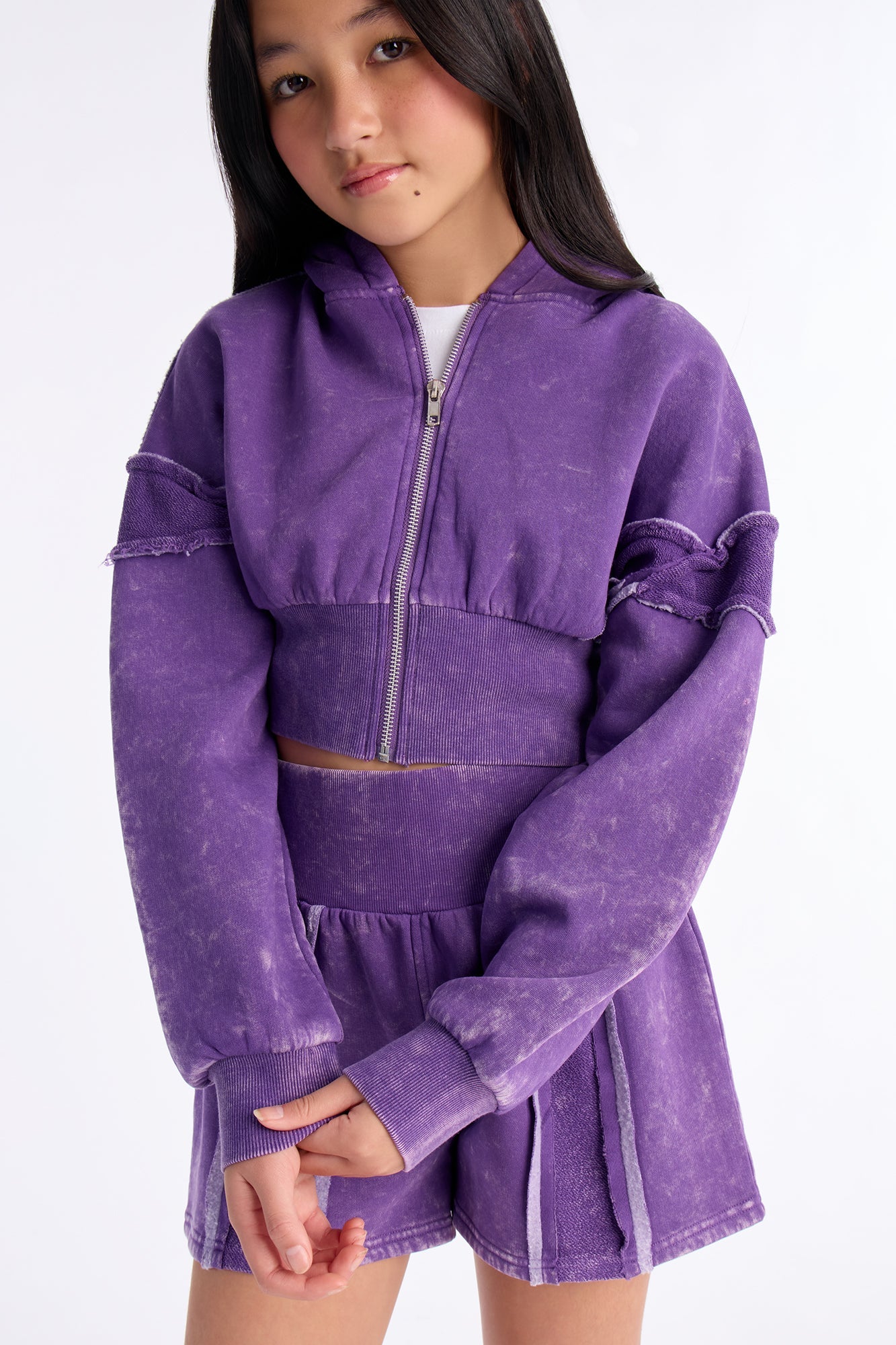 Mini Kamaya Washed Fleece Short Set - Purple