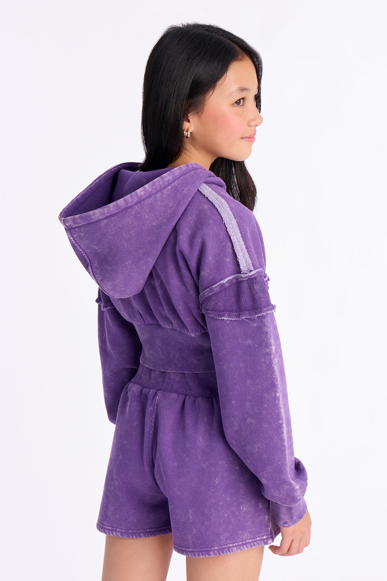 Mini Kamaya Washed Fleece Short Set - Purple