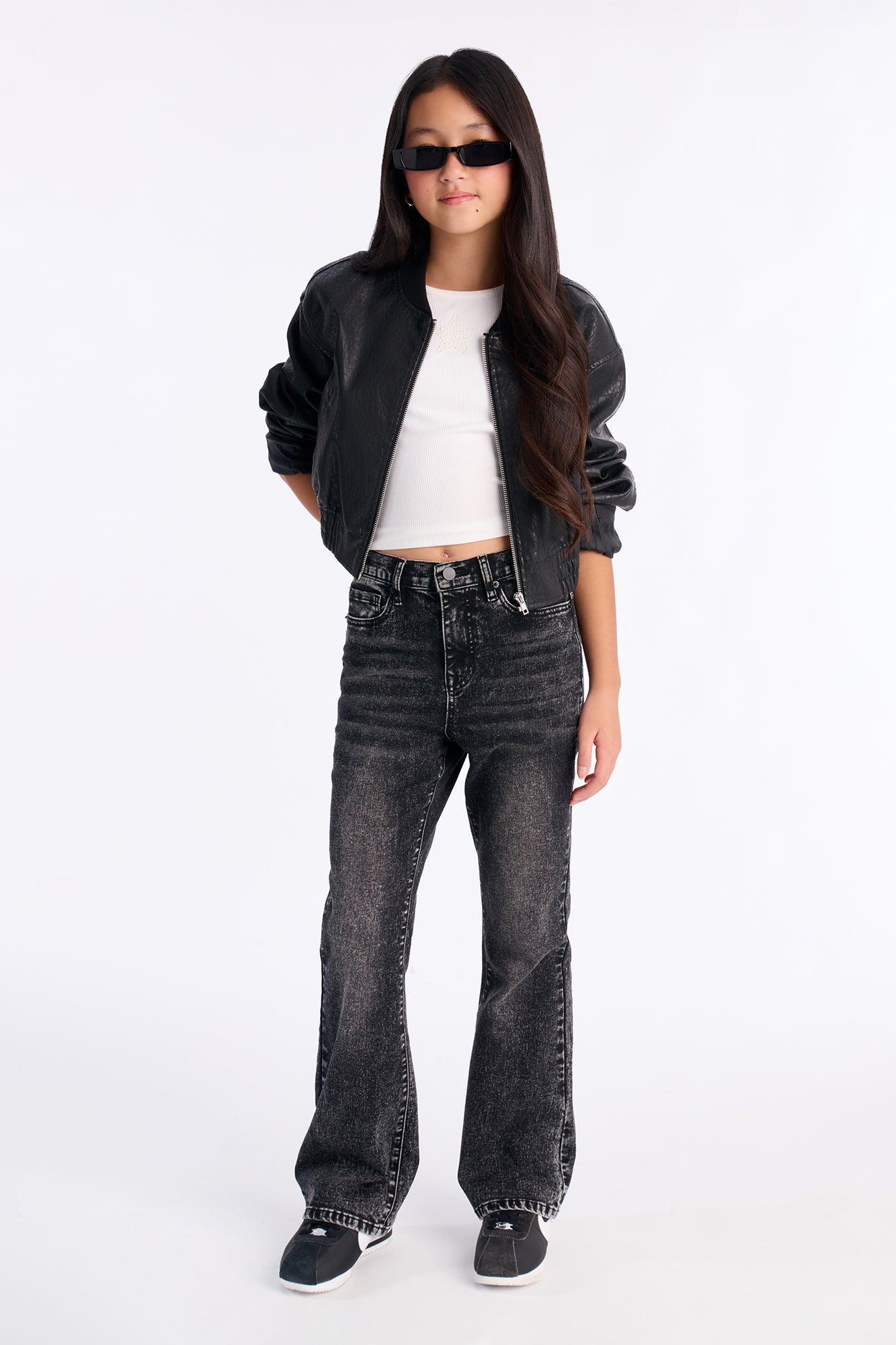 Mini Gemma Stretch Flare Jeans - Black