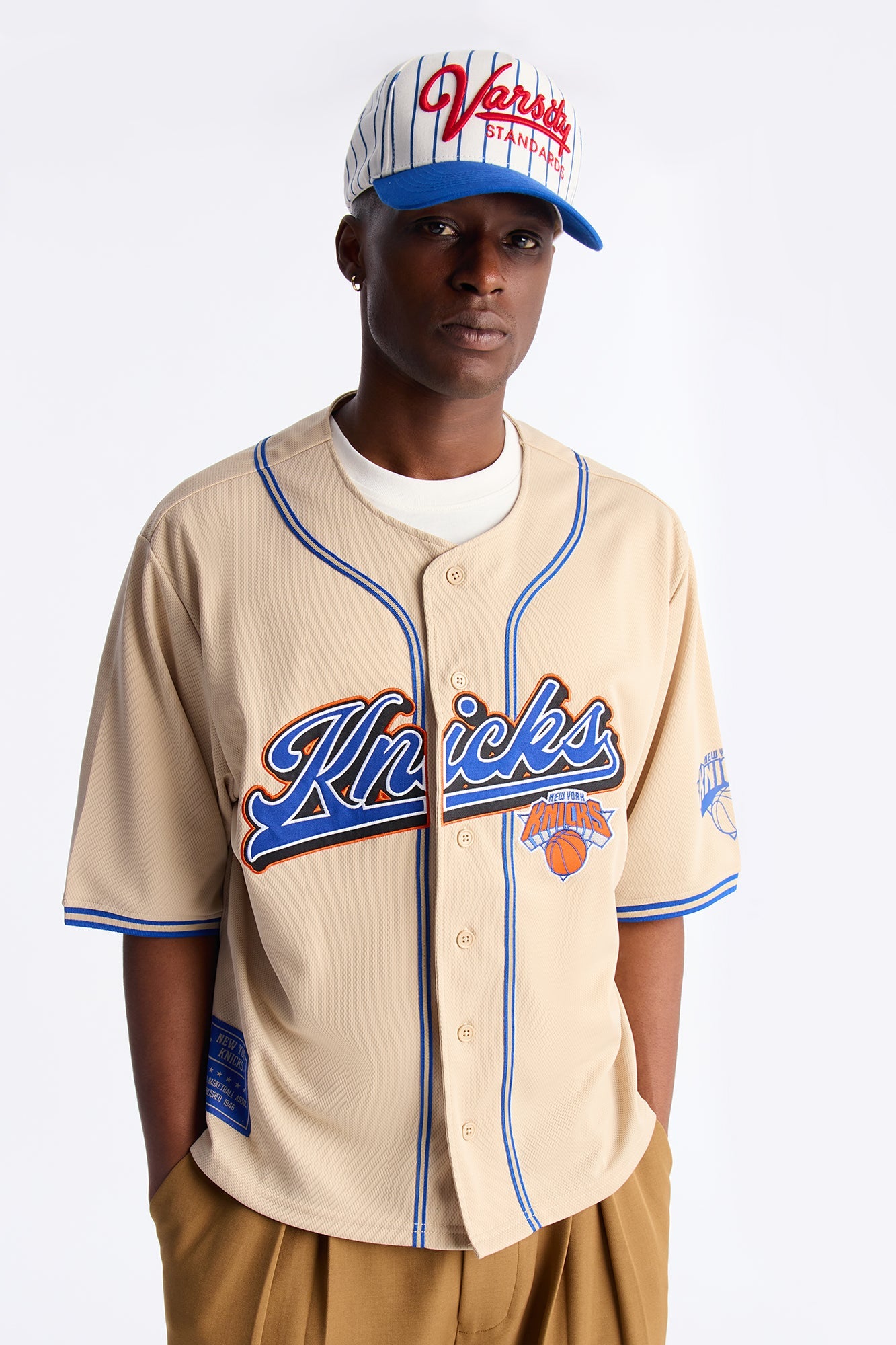 Knicks Home Team Boxy Baseball Jersey - Sand