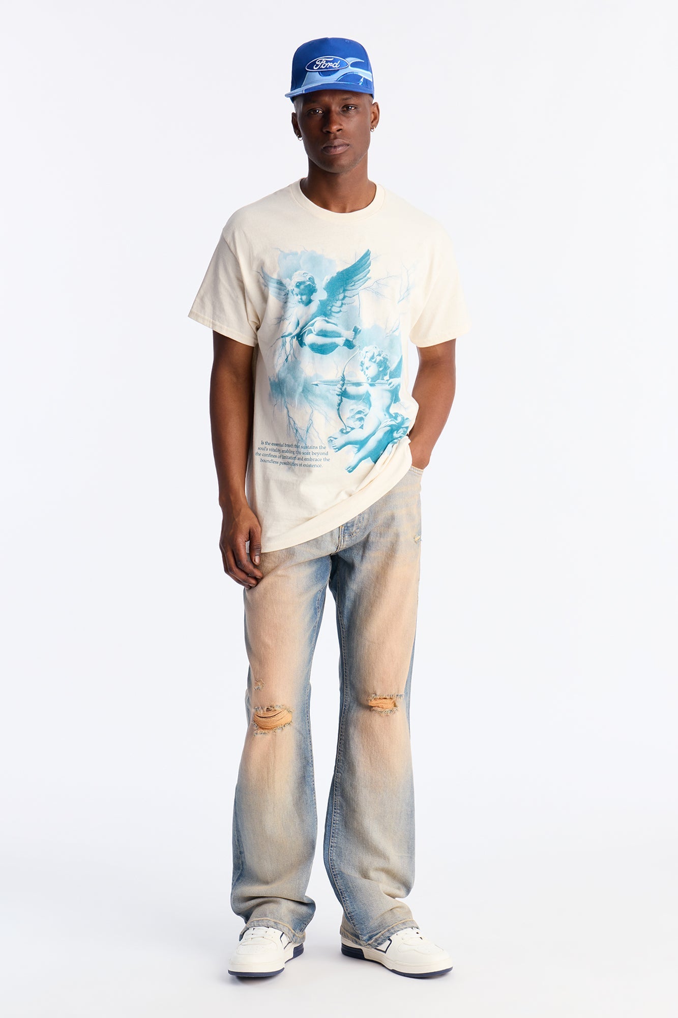 Stacked Slim Flare Tinted Distressed Slit Jean - Vintage Wash