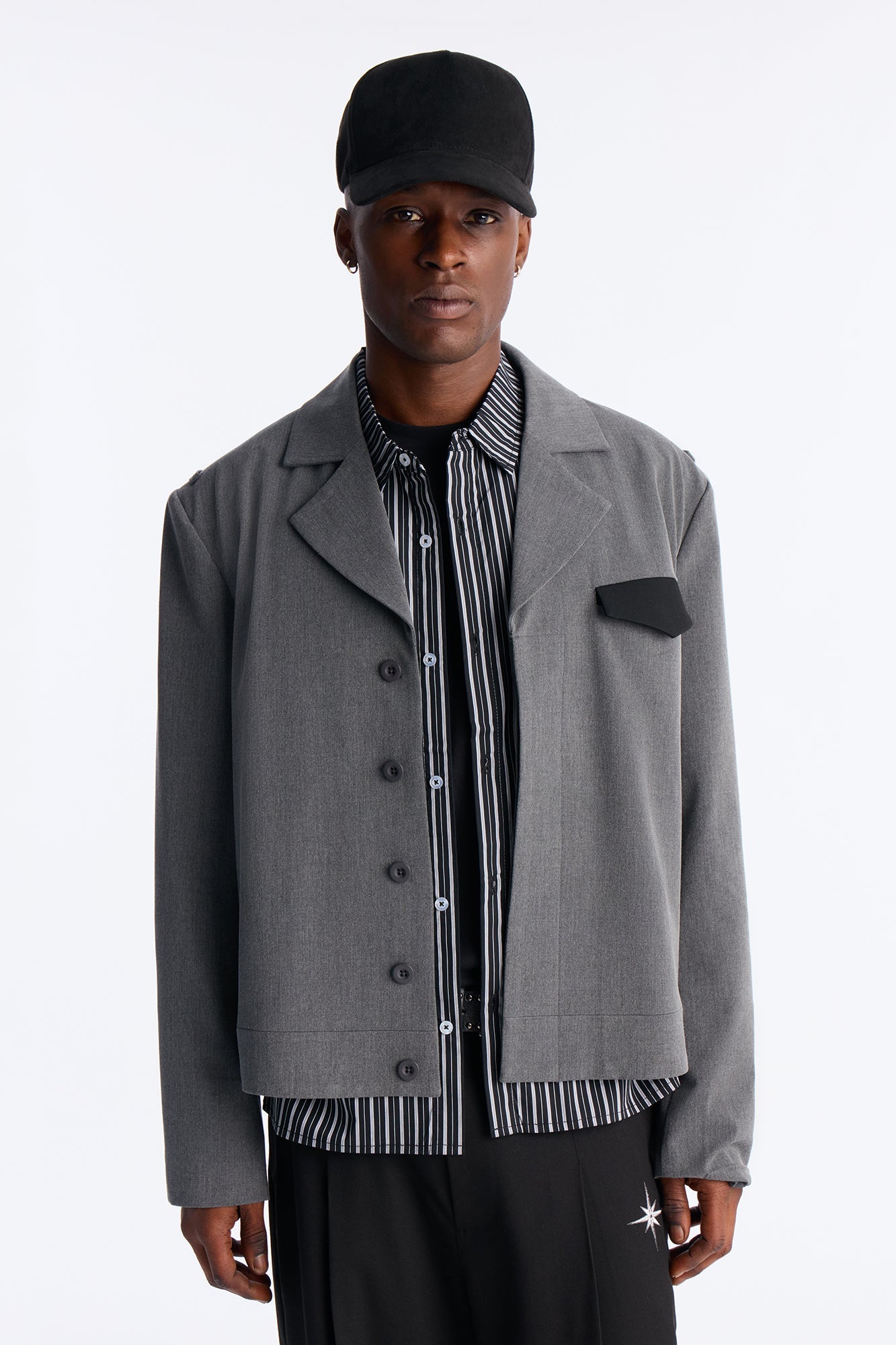 Merged Worlds Detailed Jacket - Charcoal