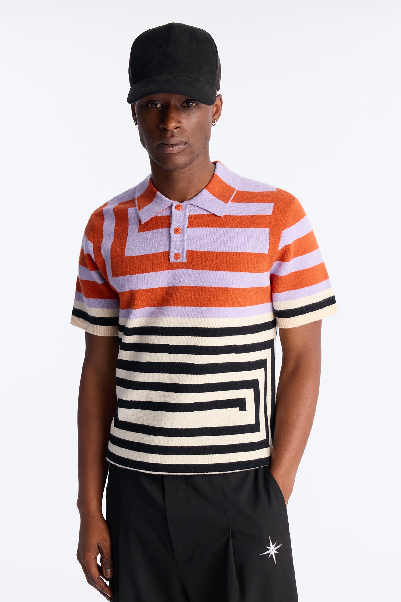 Offset Sweater Polo - Orange