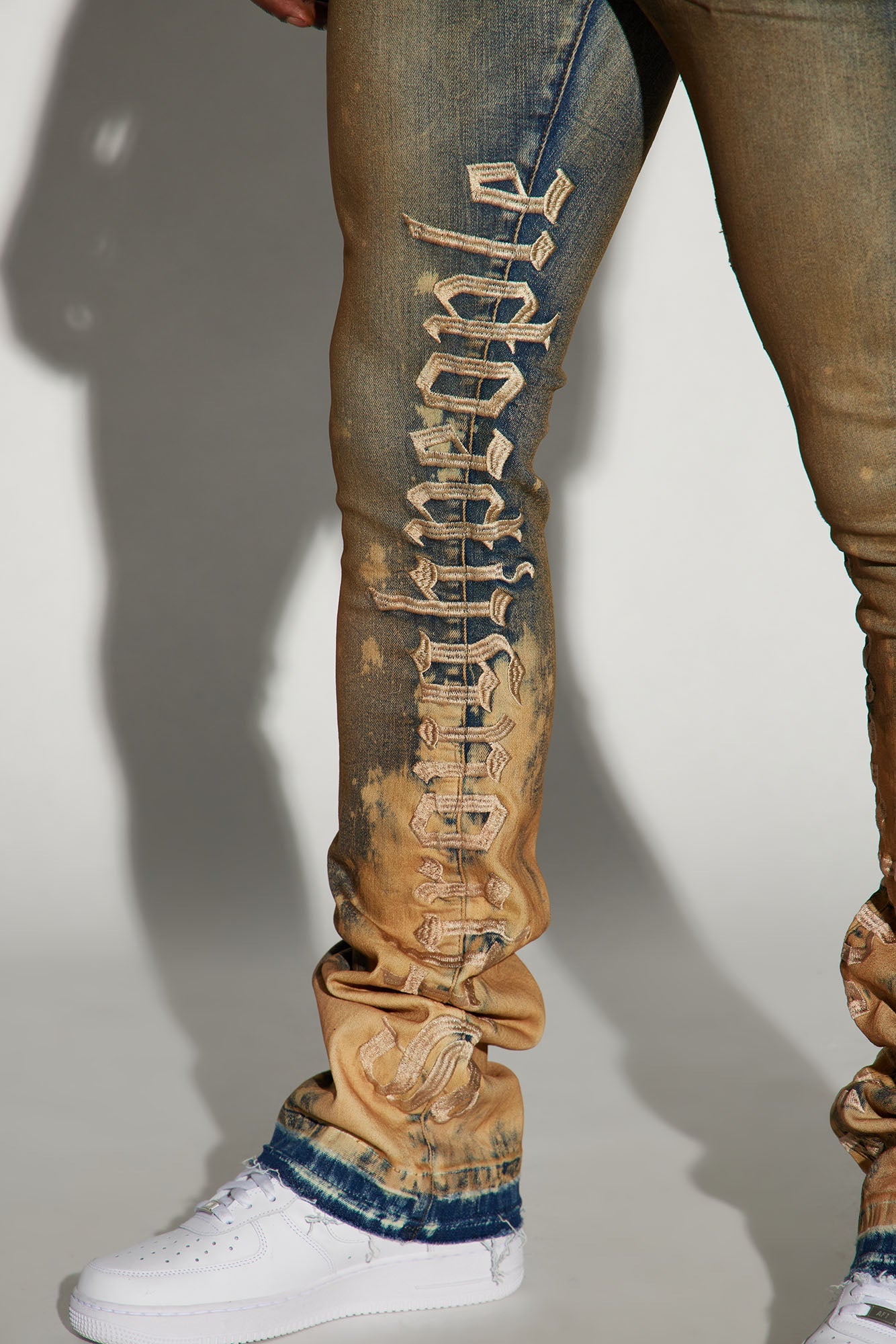 See It Through Bleached Stacked Skinny Flare Jeans - Vintage Wash