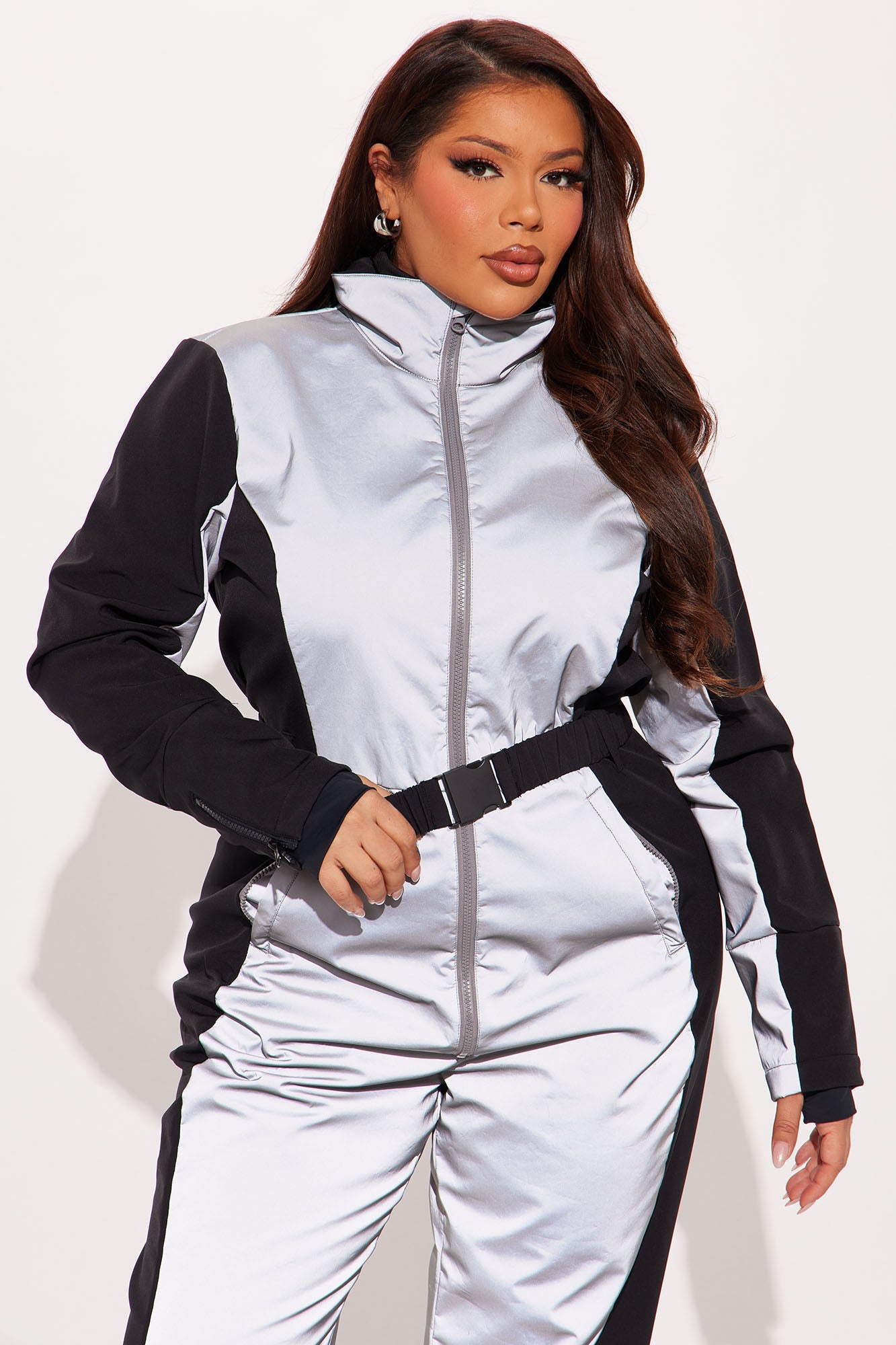 Winter Sports Reflective Ski Jumpsuit - Black