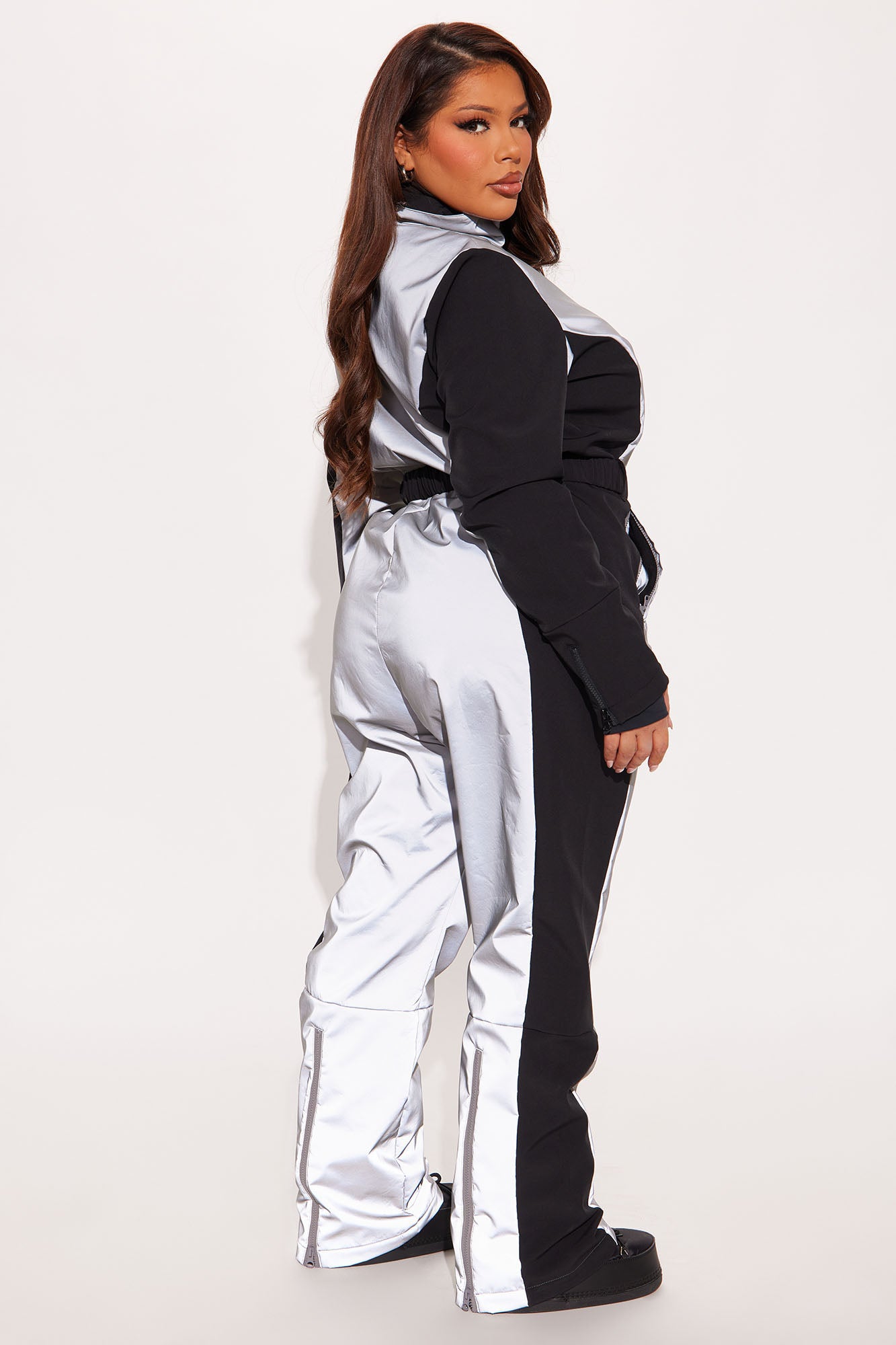 Winter Sports Reflective Ski Jumpsuit - Black