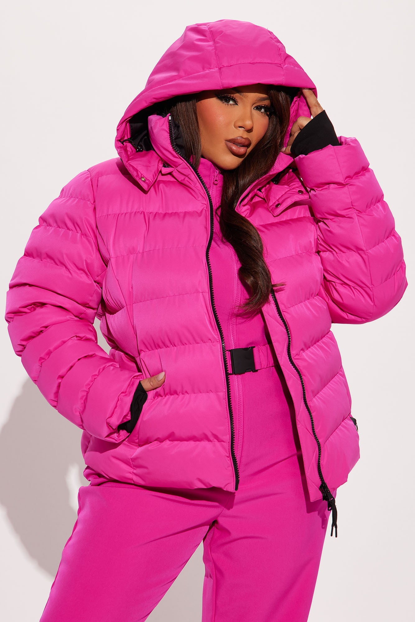 Grab My Skis Puffer Jacket - Fuchsia