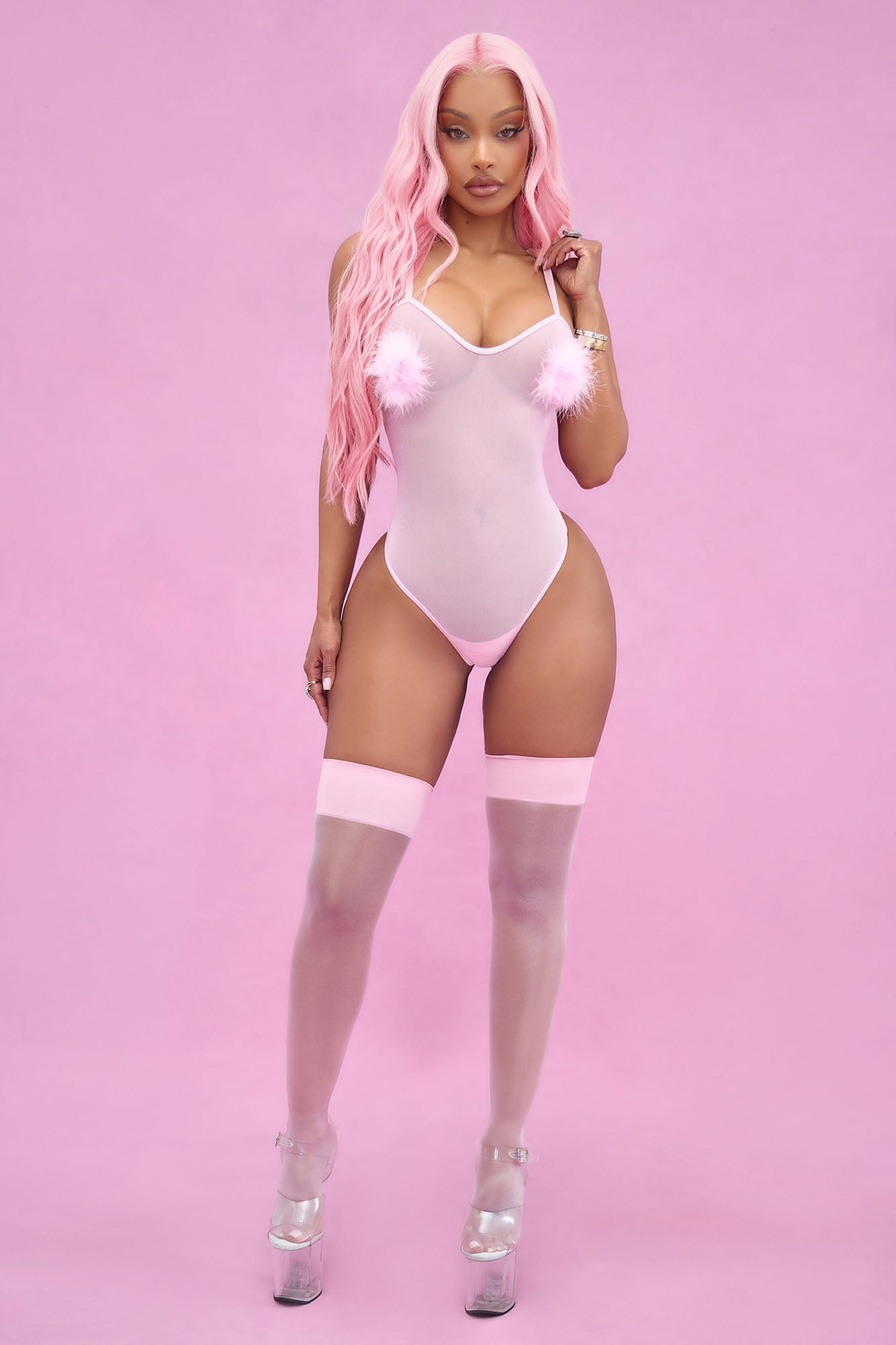 Keisha Feather Fluff Teddy - Pink