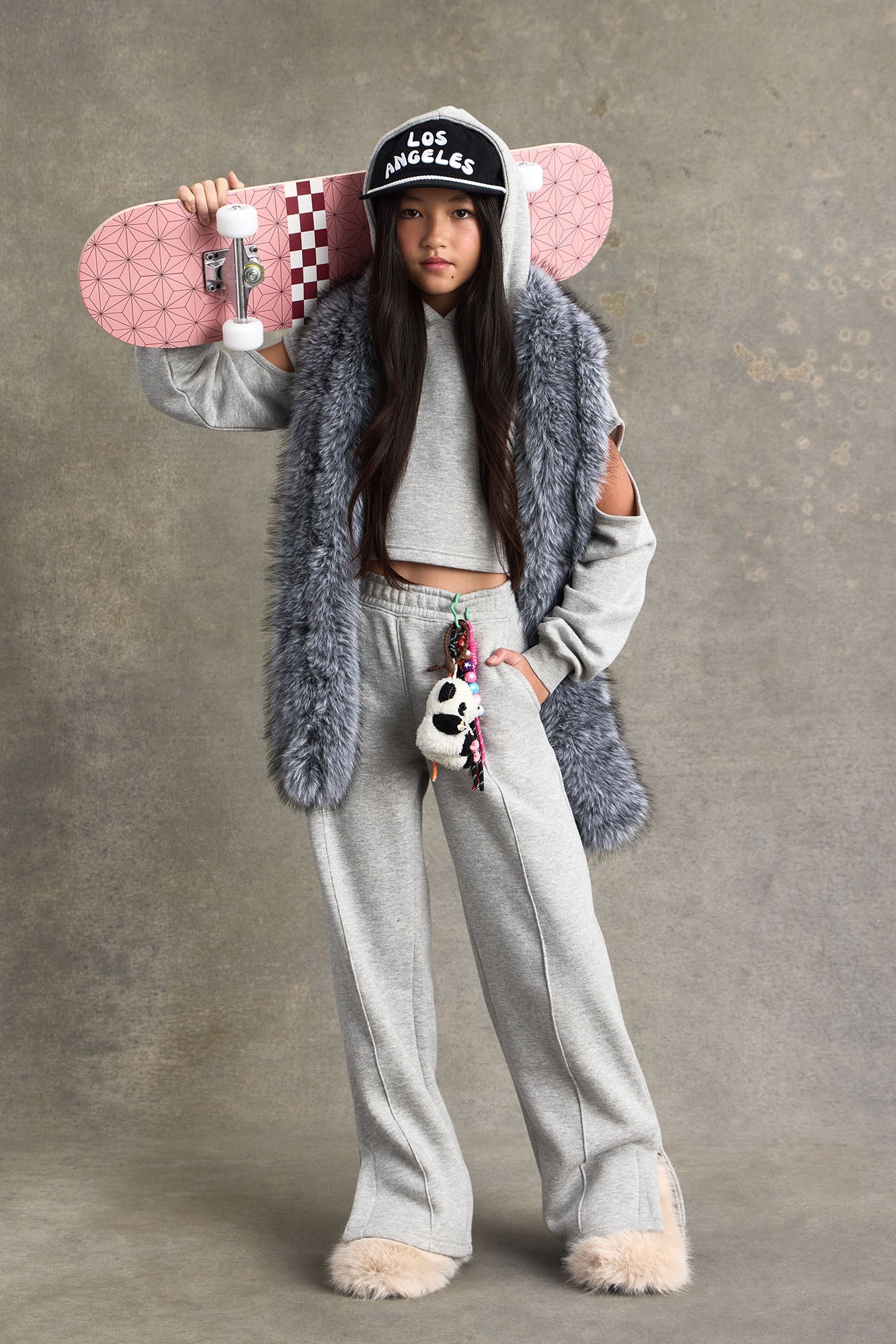 Mini Daily Routine Fleece Pant Set - Heather Grey