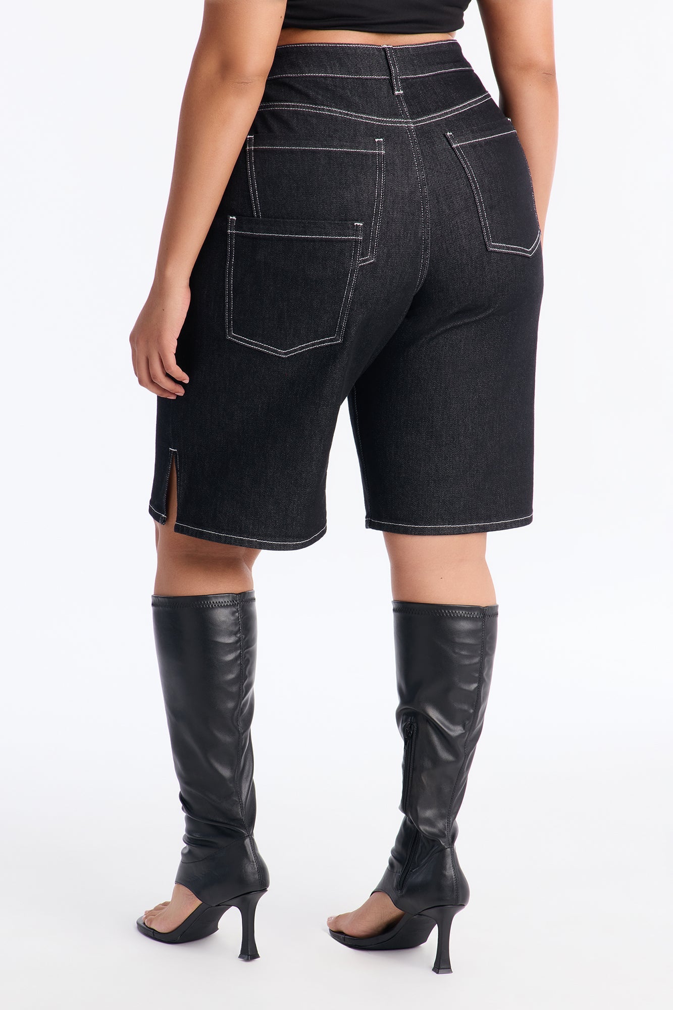 In Stitches Denim Jort - Black Wash