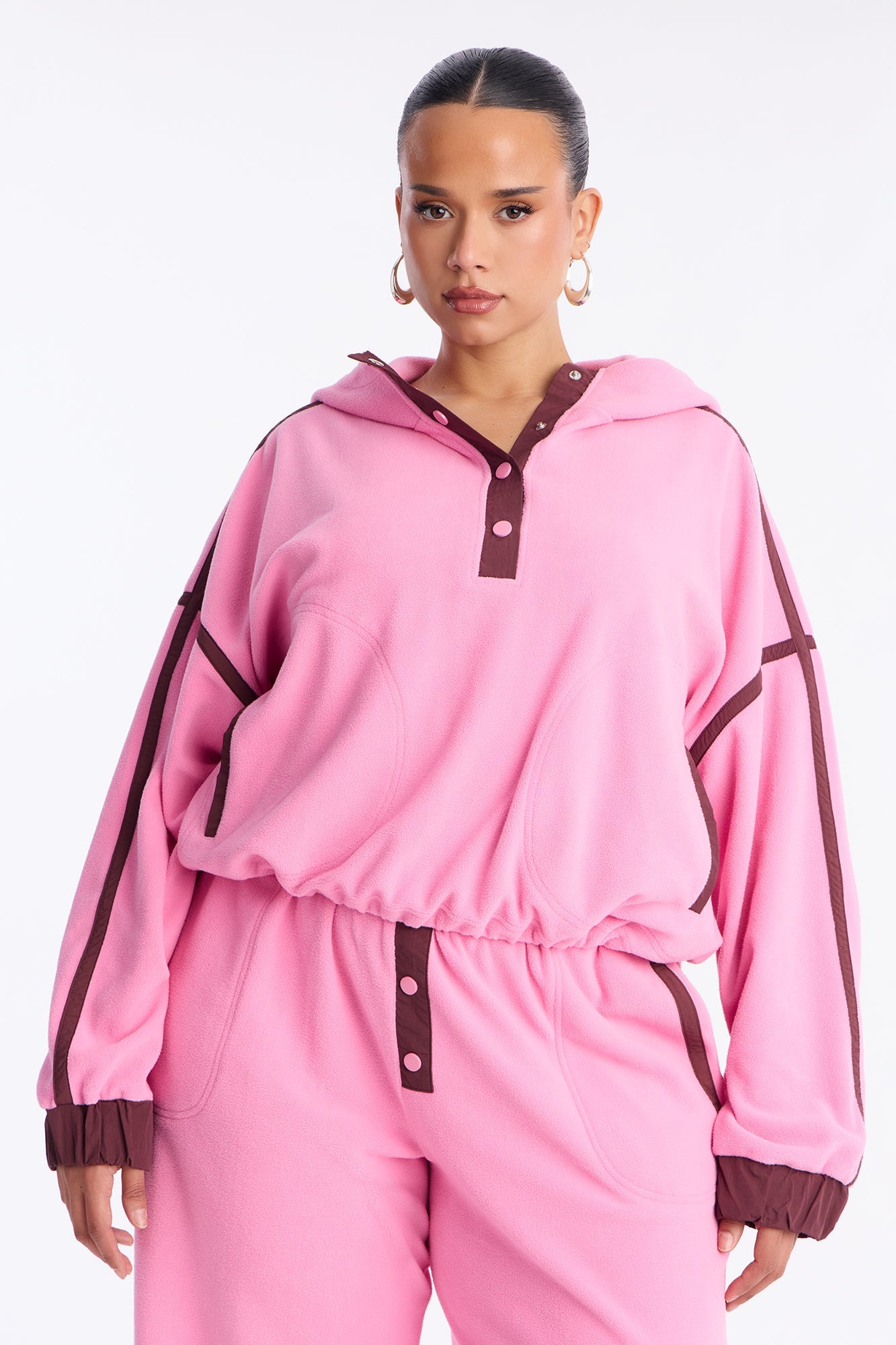 No Rush Polar Fleece Pant Set - Pink