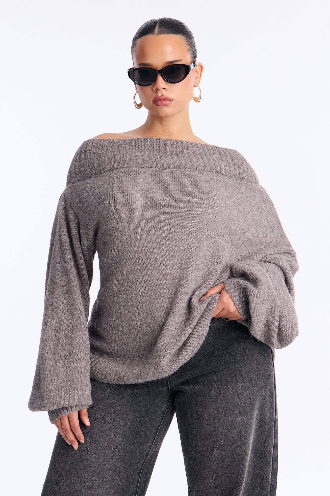 Casual Slay Oversized Sweater - Charcoal