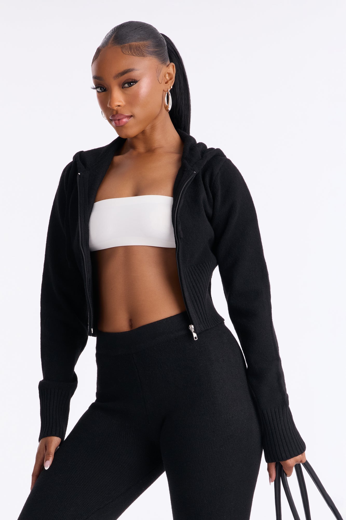 CozyCash Sweater Zip Up Hoodie - Black