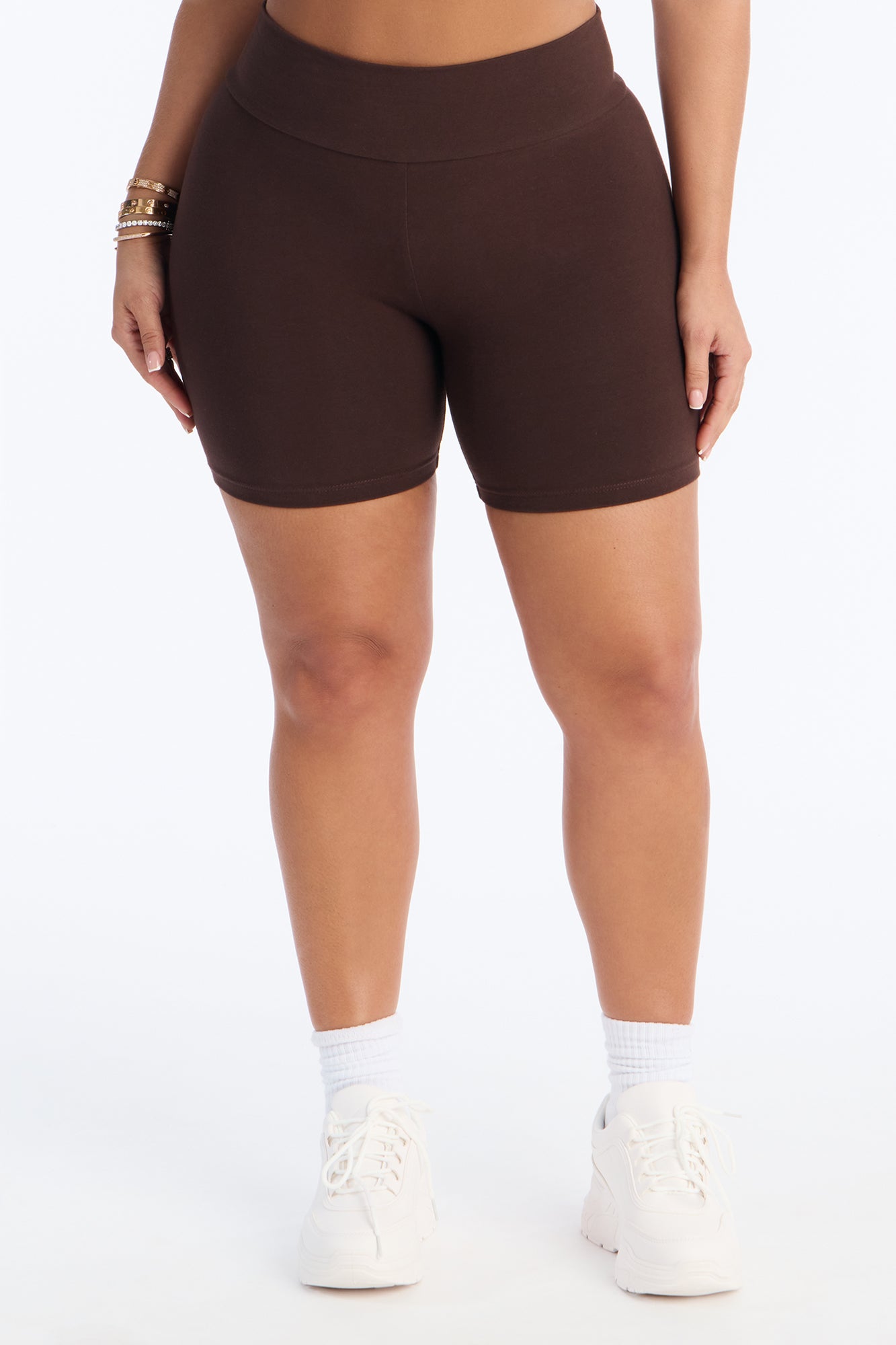 Quinn Mid Rise Everyday Cotton Biker Short 5″ - Chocolate