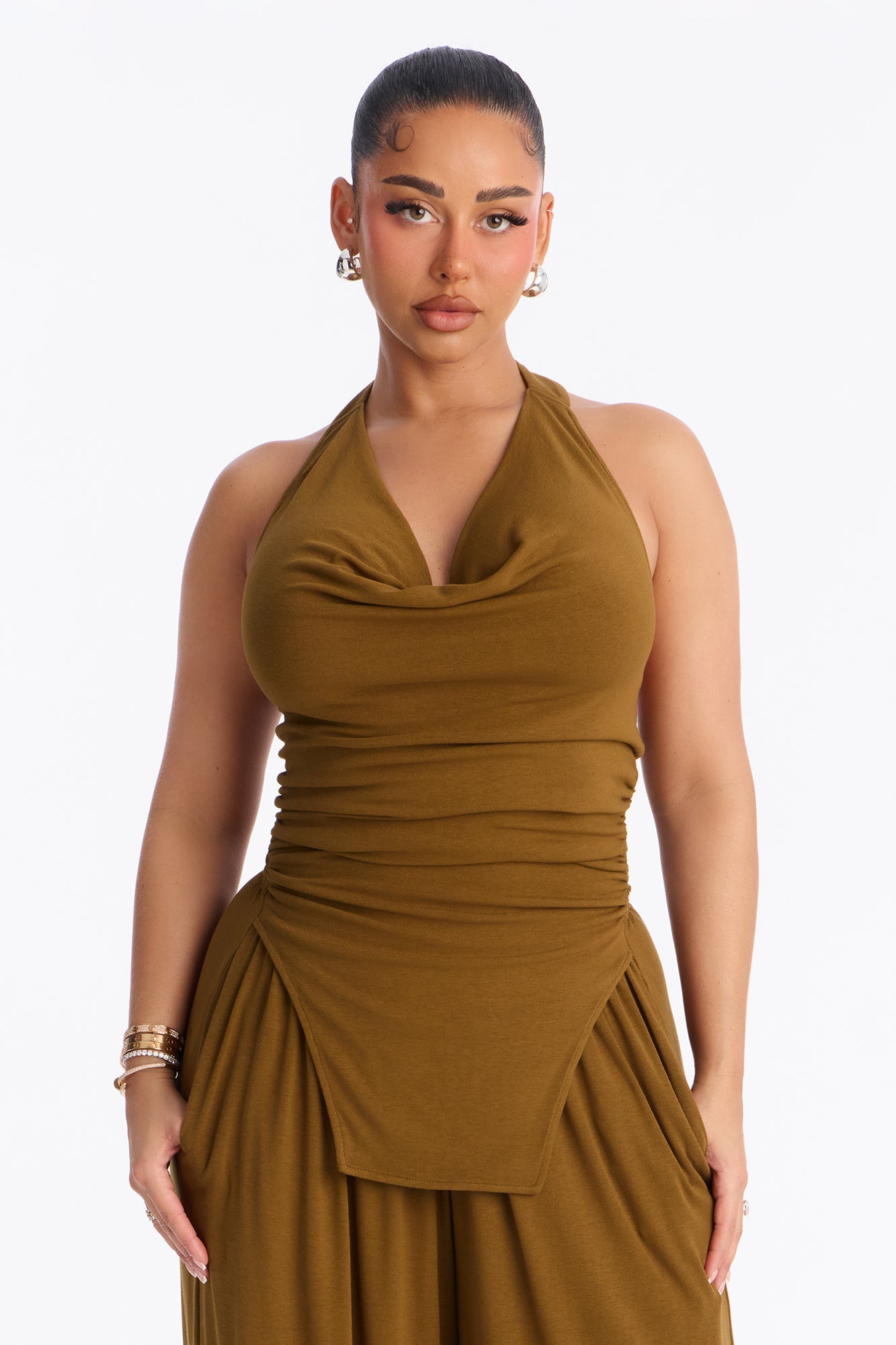 Braelynn Balloon Wide Leg Jumpsuit - Olive