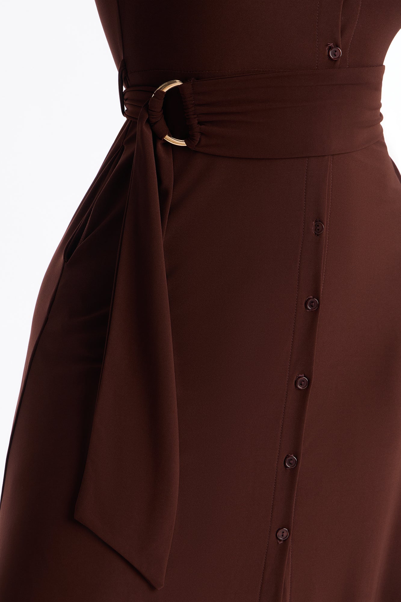 Elise Button Up Midi Dress - Chocolate