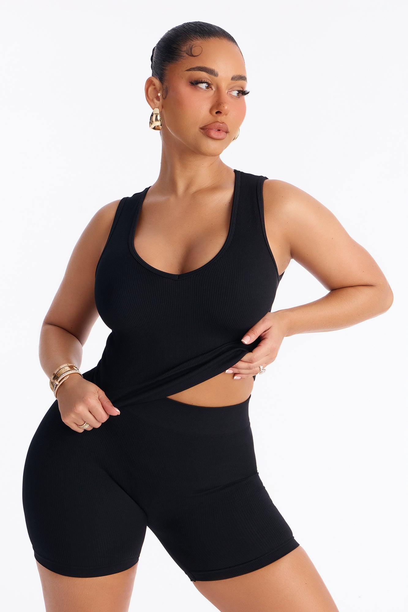 Allison Seamless Biker Short Set - Black