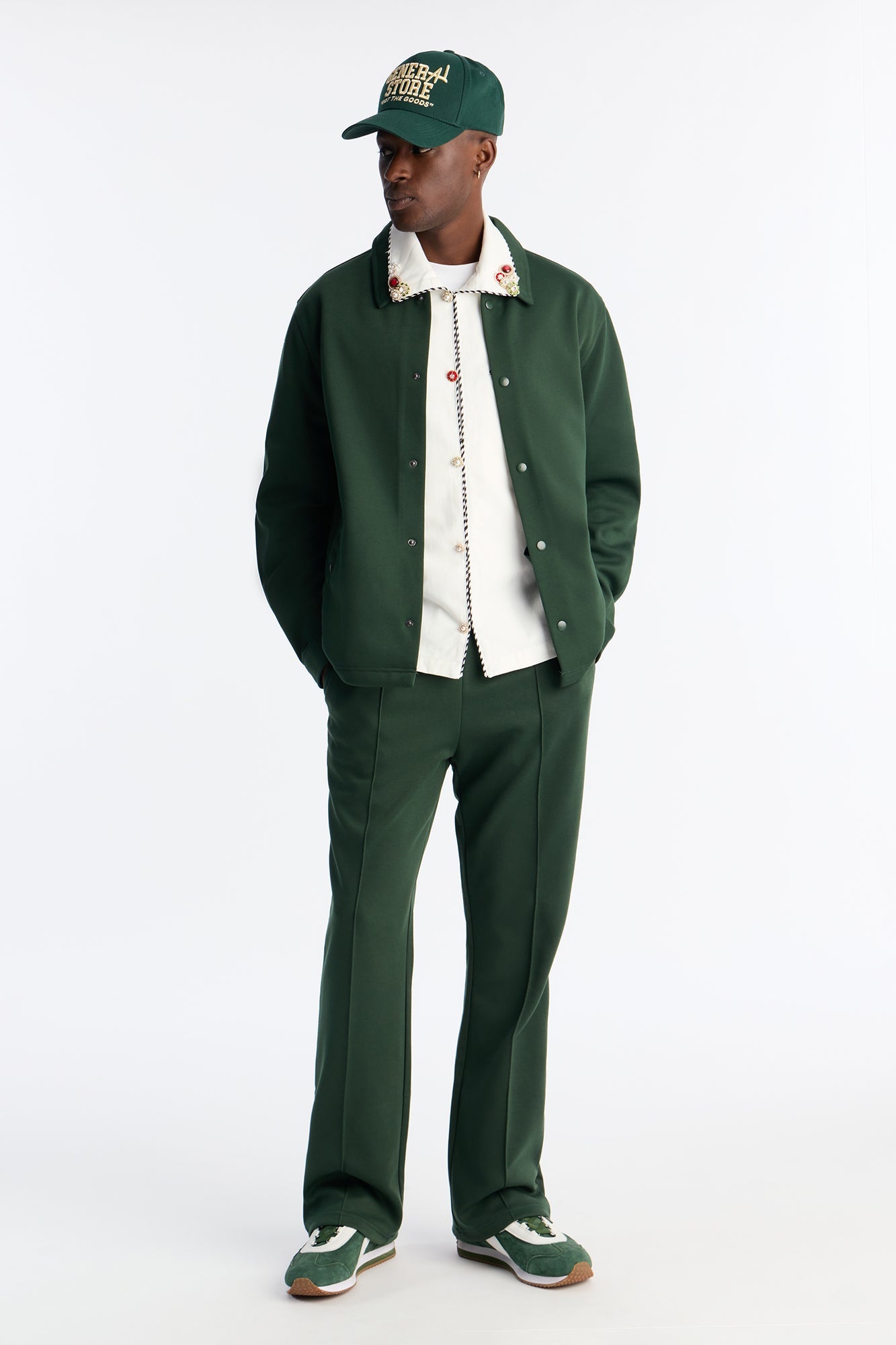 Structured Fleece Coaches Jacket - Green