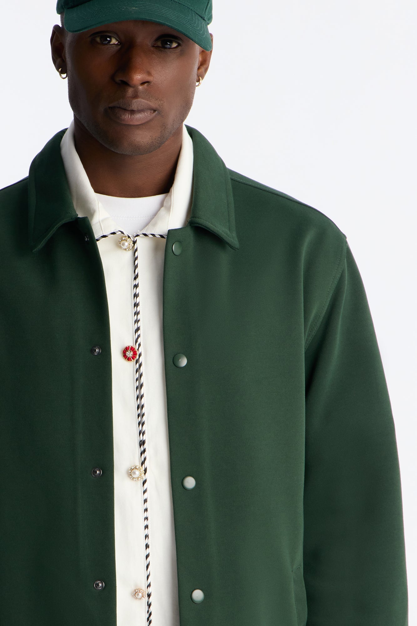 Structured Fleece Coaches Jacket - Green