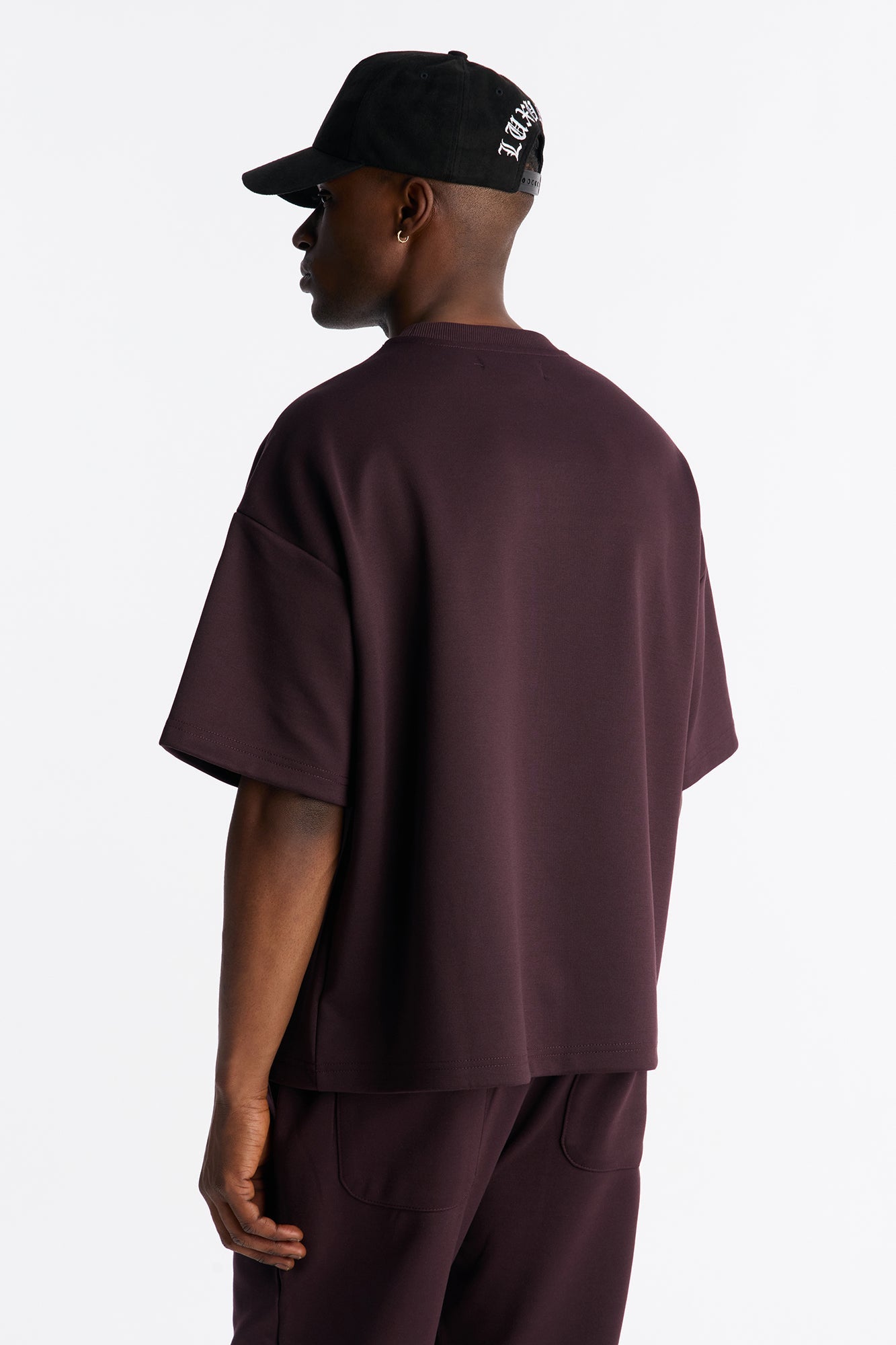 Structured Fleece Paneled Tee - Plum