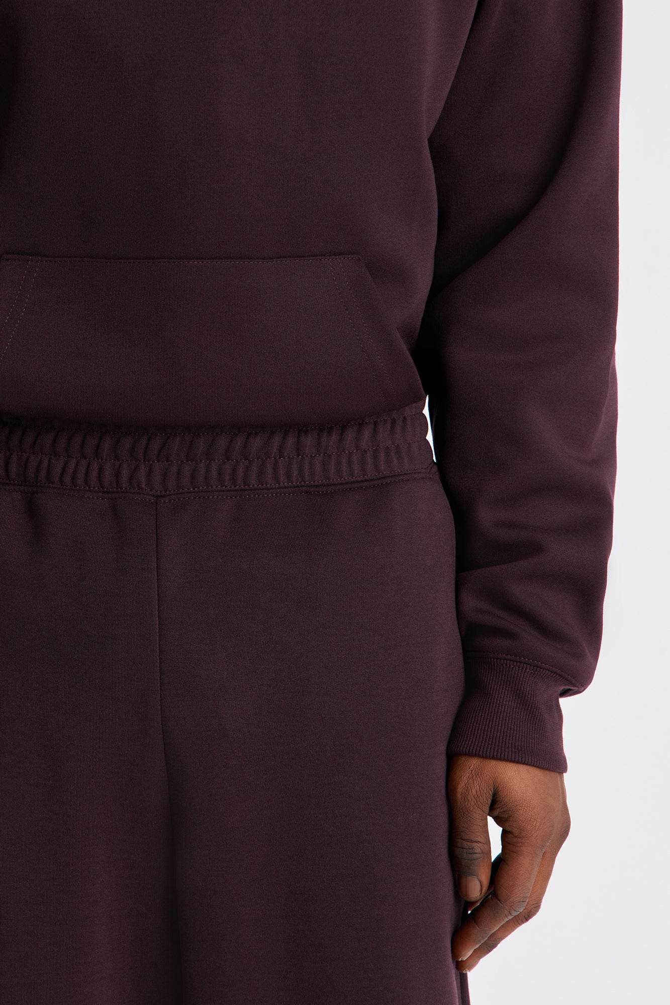 Structured Fleece Wide Leg Sweatpants - Plum