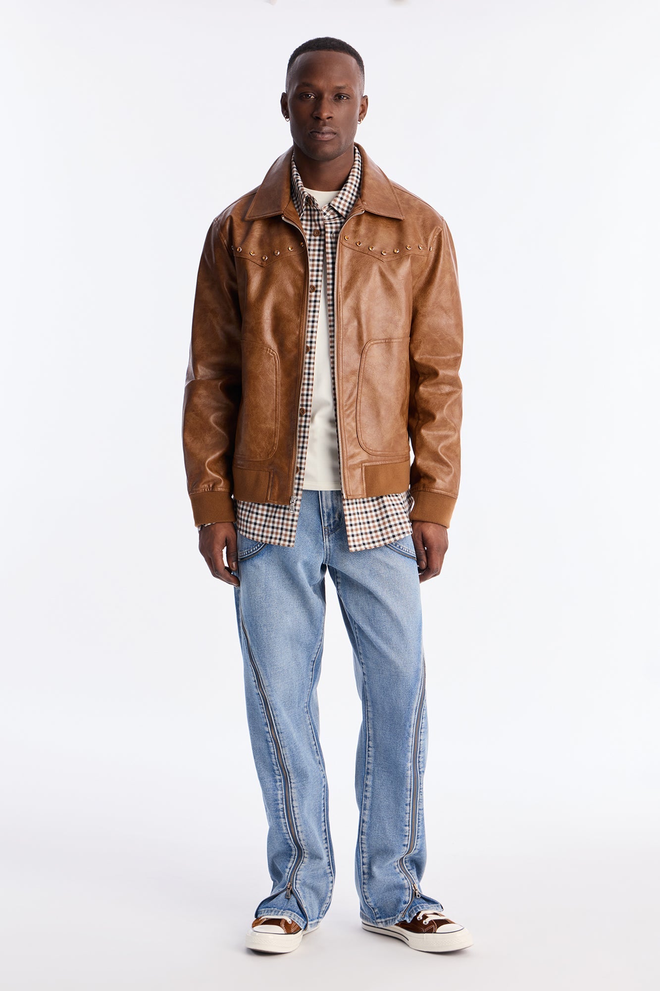 Straight Flare Zip Me Up Jean - Light Blue Wash