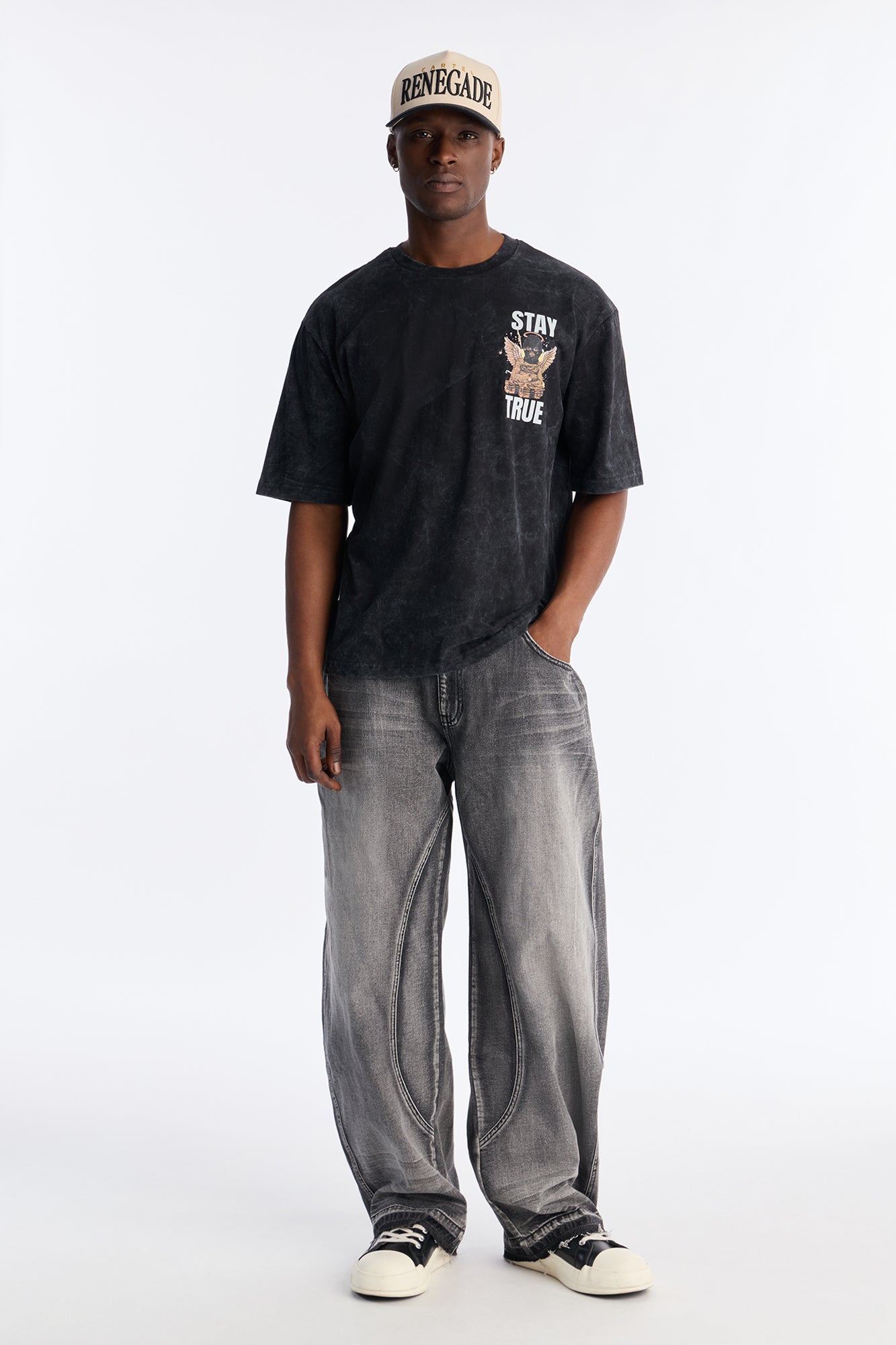 Stay True Count Your Blessings Oversized Short Sleeve Tee - Black Wash