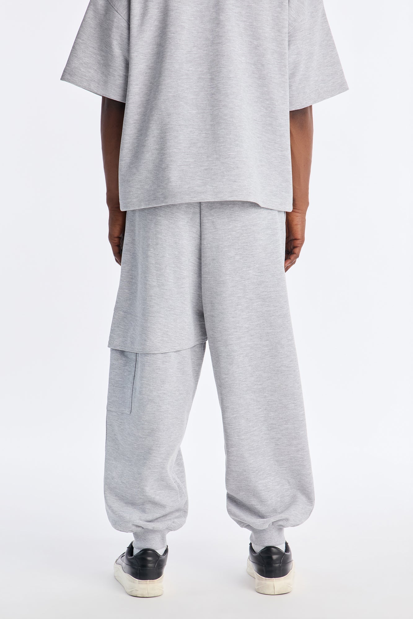 Structured Fleece Embossed Cargo Joggers - Heather Grey