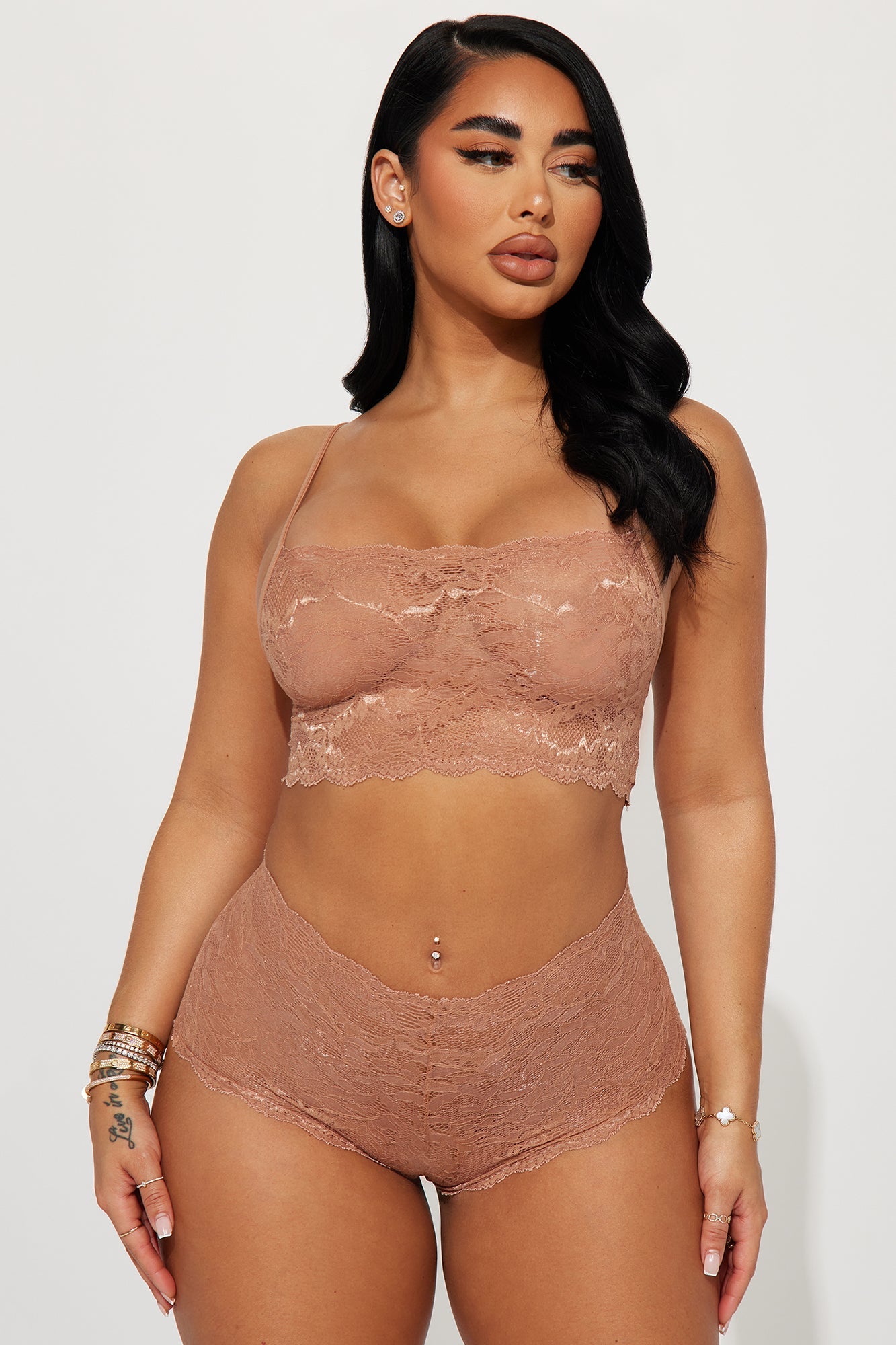 Sultry Moments Lace 2 Piece Set - Mocha