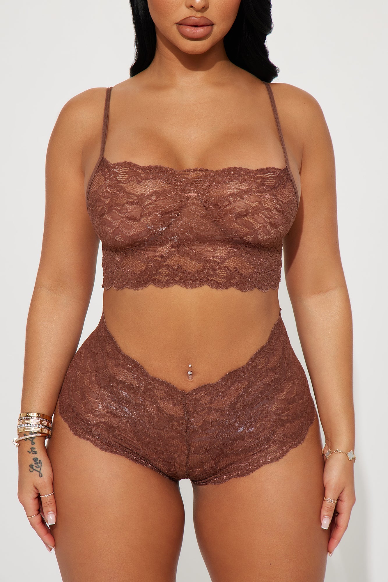 Sultry Moments Lace 2 Piece Set - Chocolate