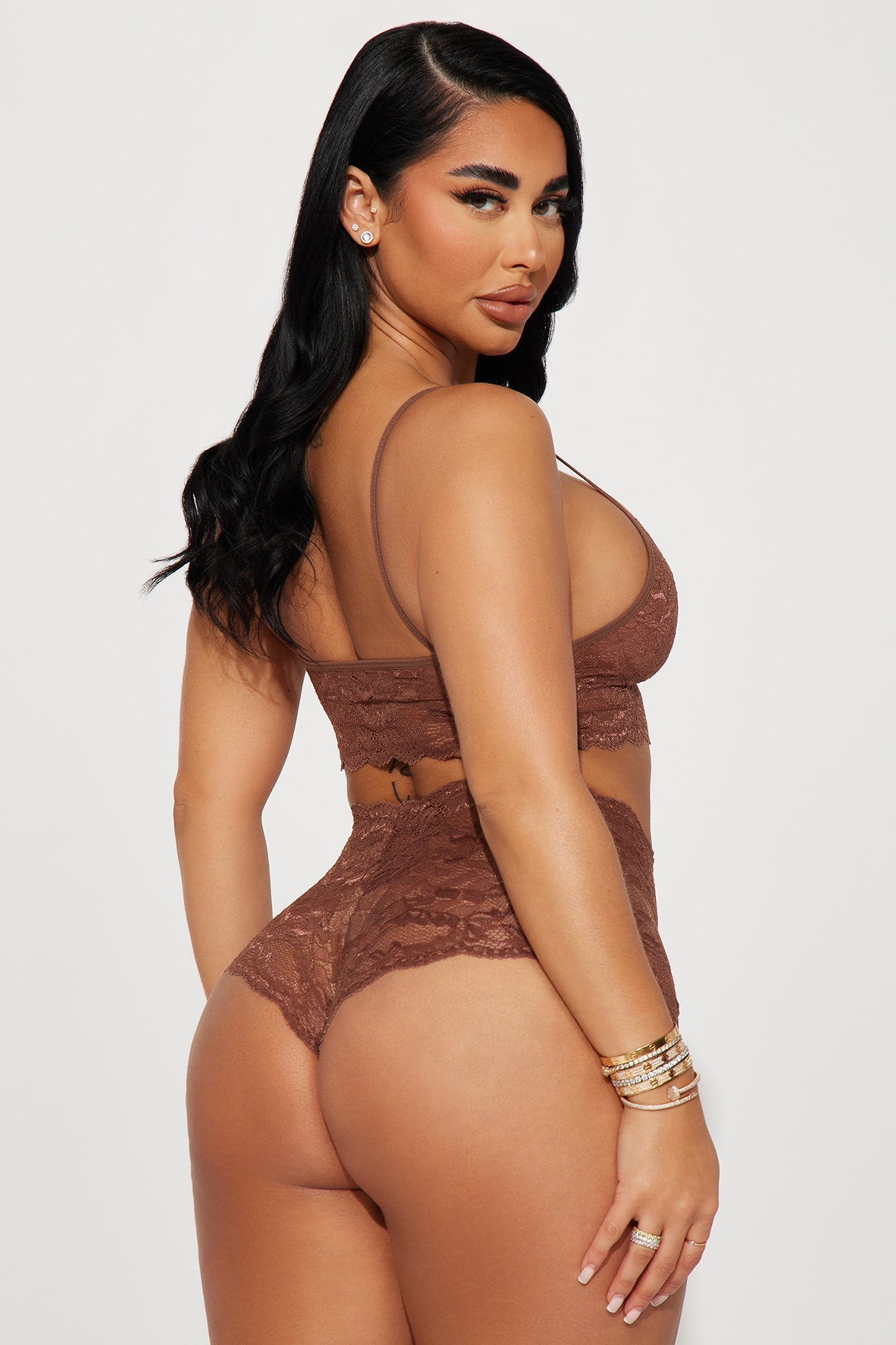 Sultry Moments Lace 2 Piece Set - Chocolate