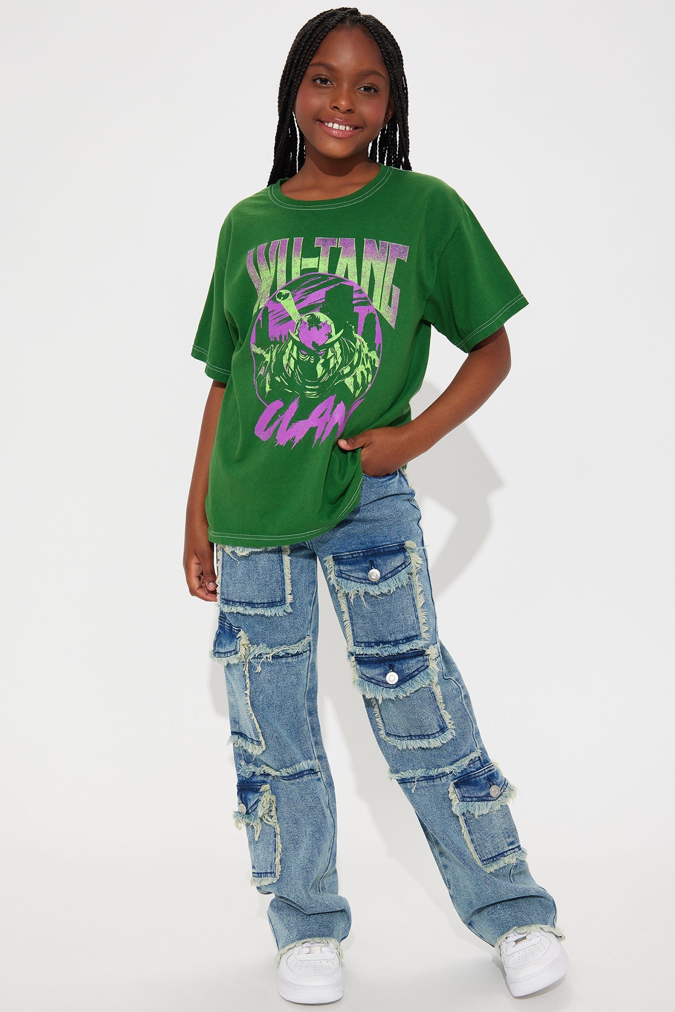 Mini Maribelle Fray Cargo Jeans - Vintage Wash