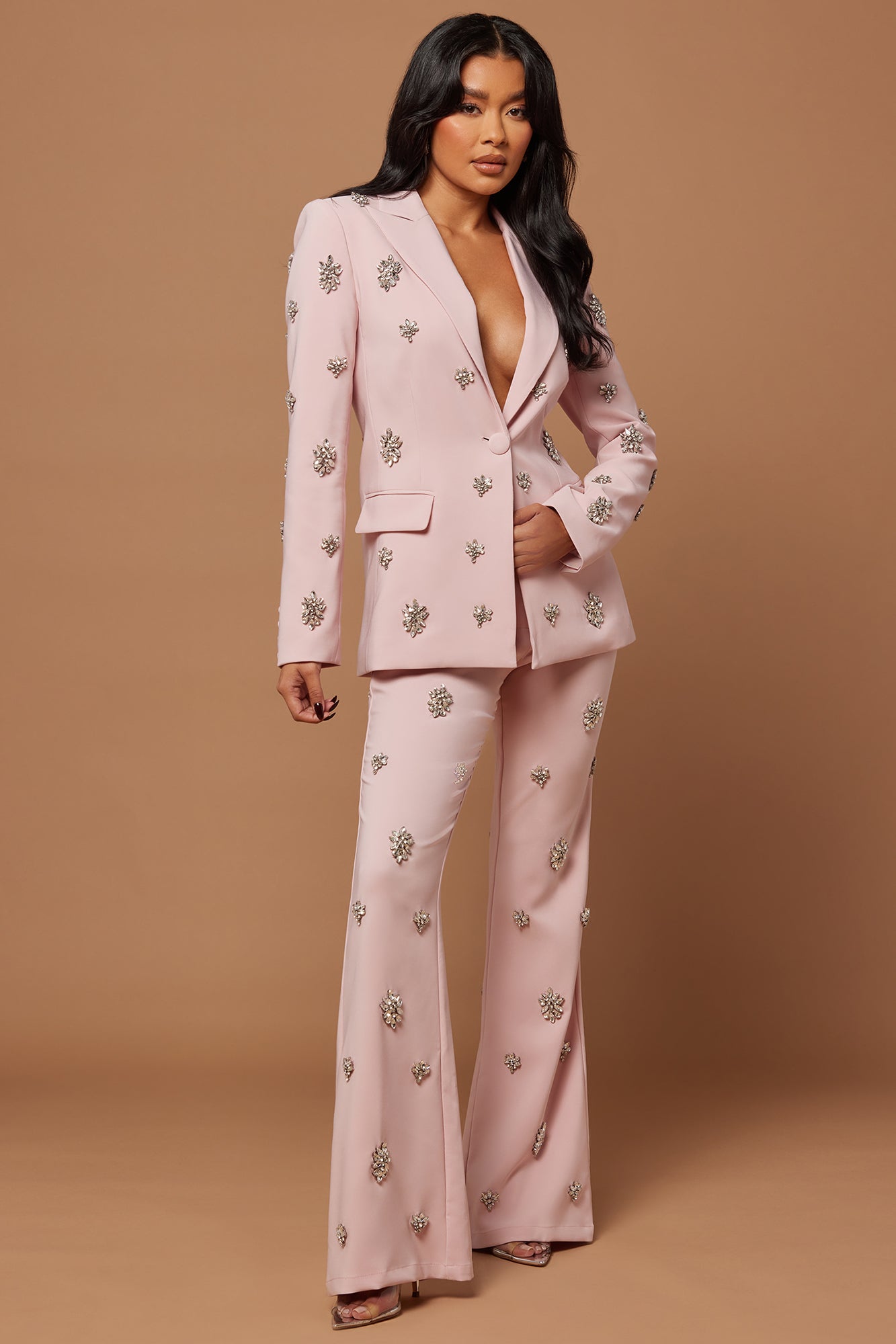 Verona Embellished Single Breasted Jacket - Rose